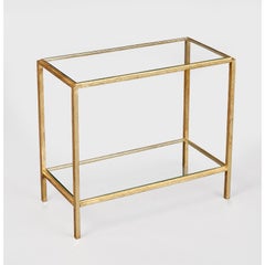 Two Tiered Narrow Side Table in Gilt Wrought Iron France, 1960's