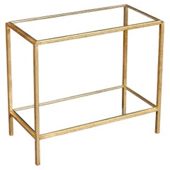 Two Tiered Narrow Side Table in Gilt Wrought Iron France, 1960's