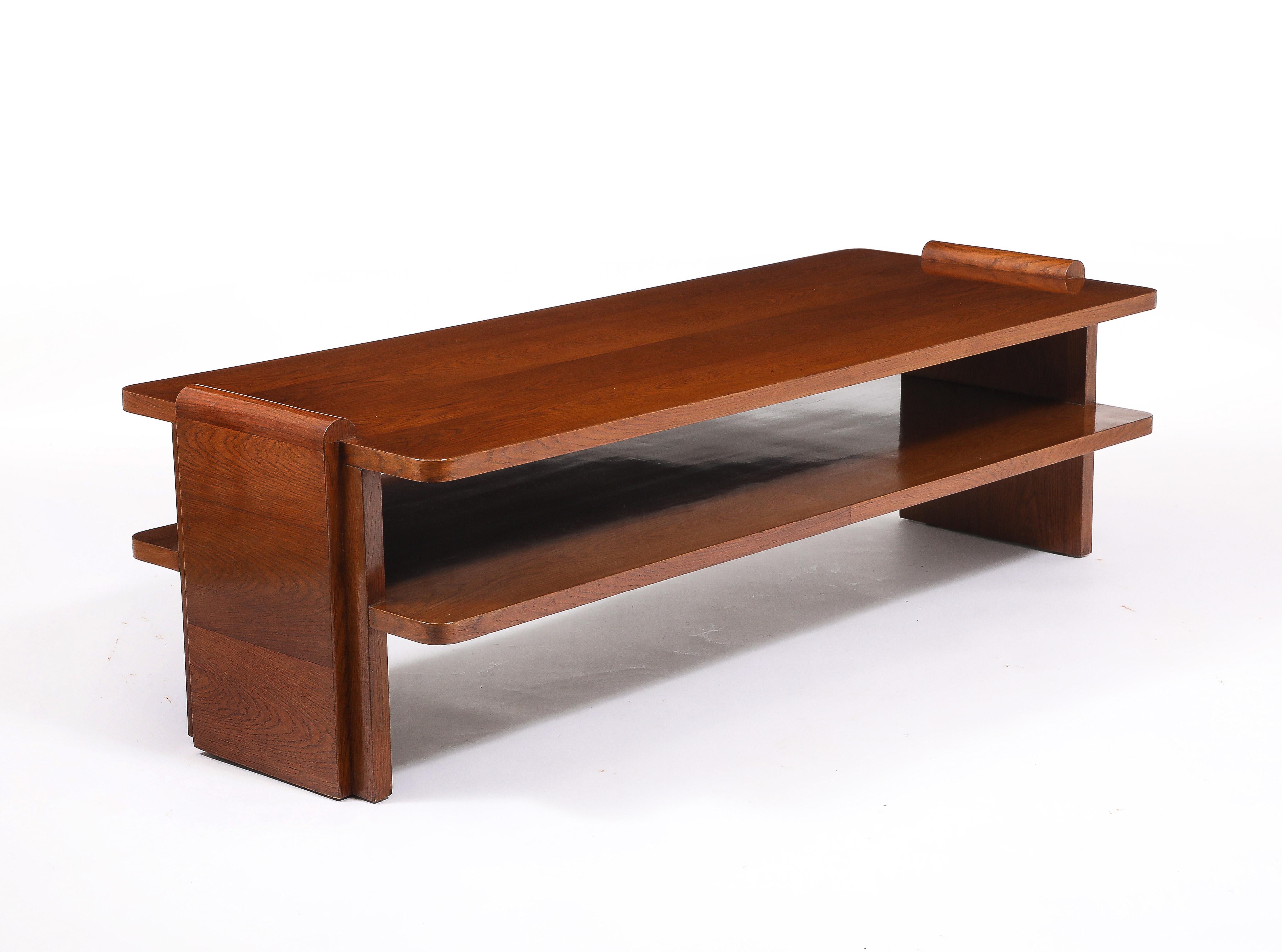 Table basse à deux niveaux en Oak Art Deco, France 1940's en vente 3