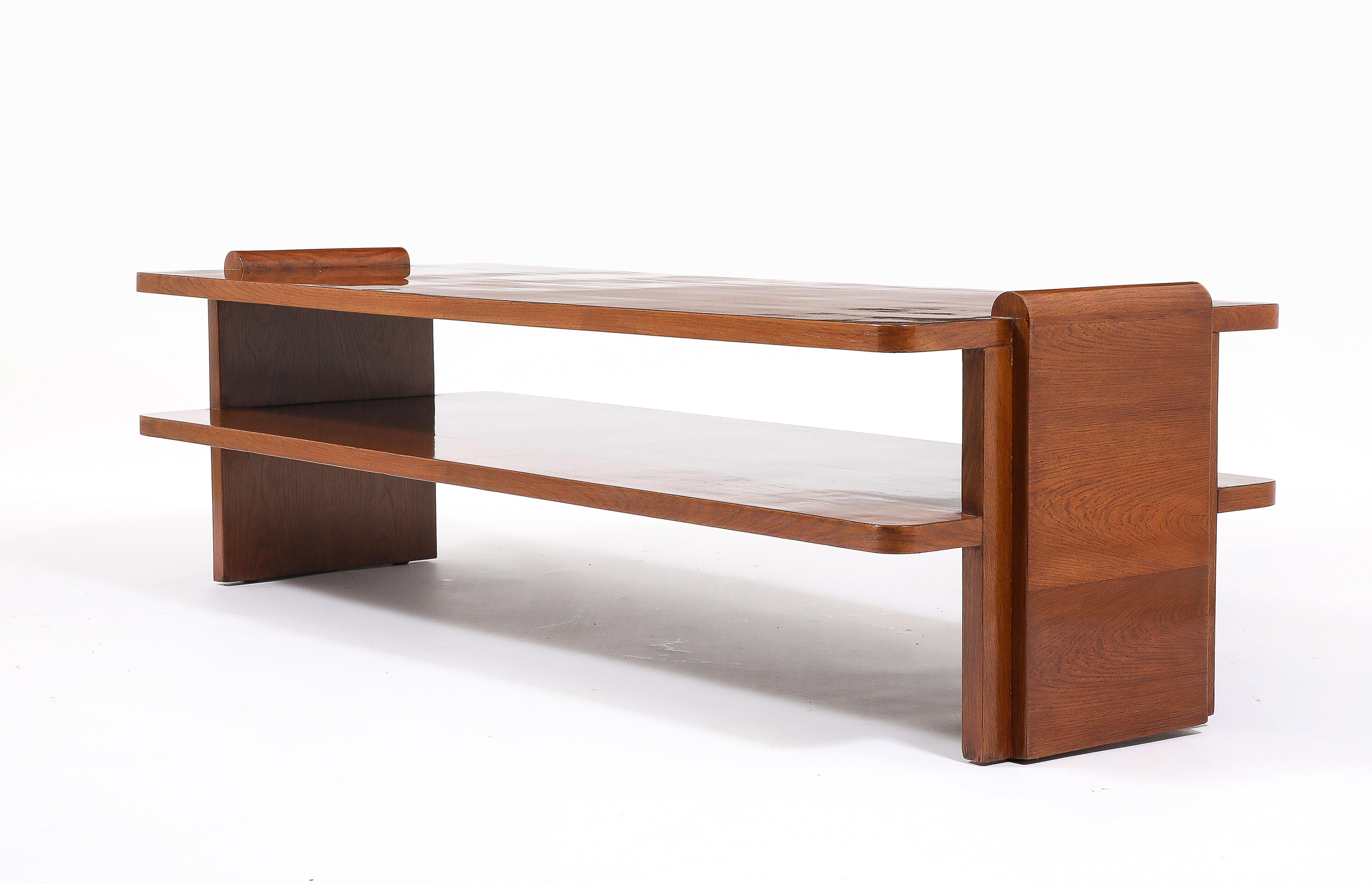 Table basse à deux niveaux en Oak Art Deco, France 1940's en vente 7
