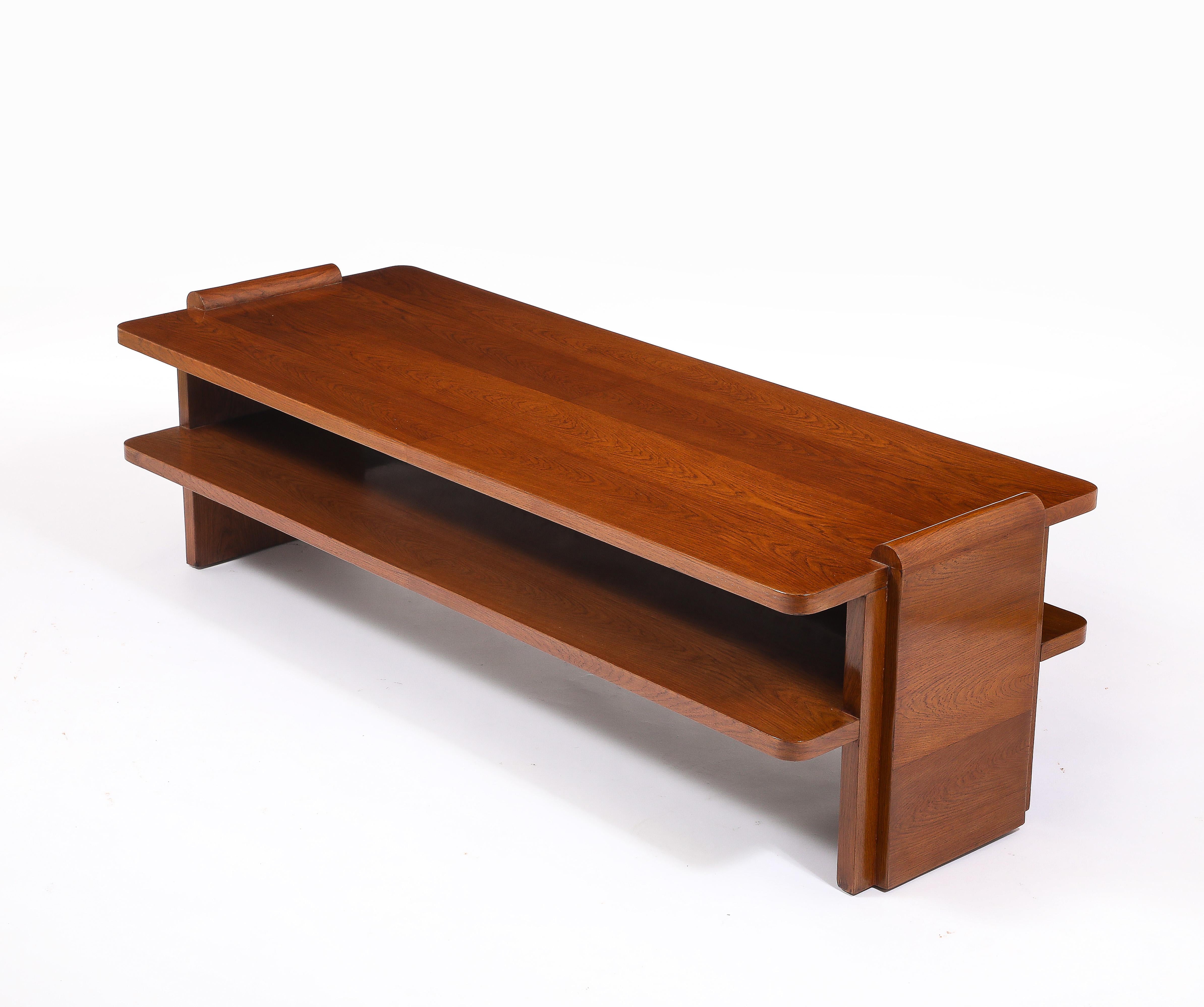 Table basse à deux niveaux en Oak Art Deco, France 1940's en vente 8