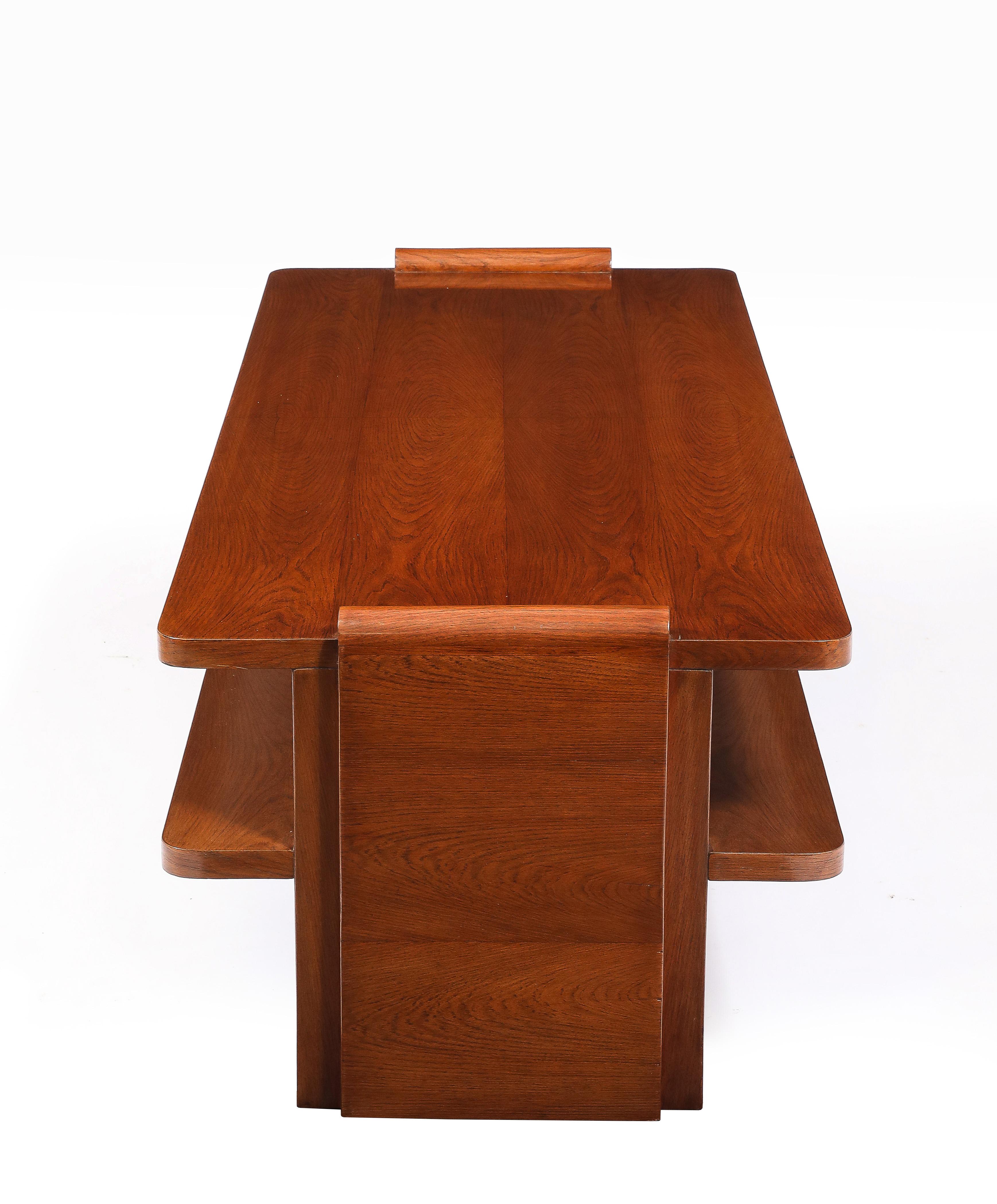 Table basse à deux niveaux en Oak Art Deco, France 1940's en vente 9