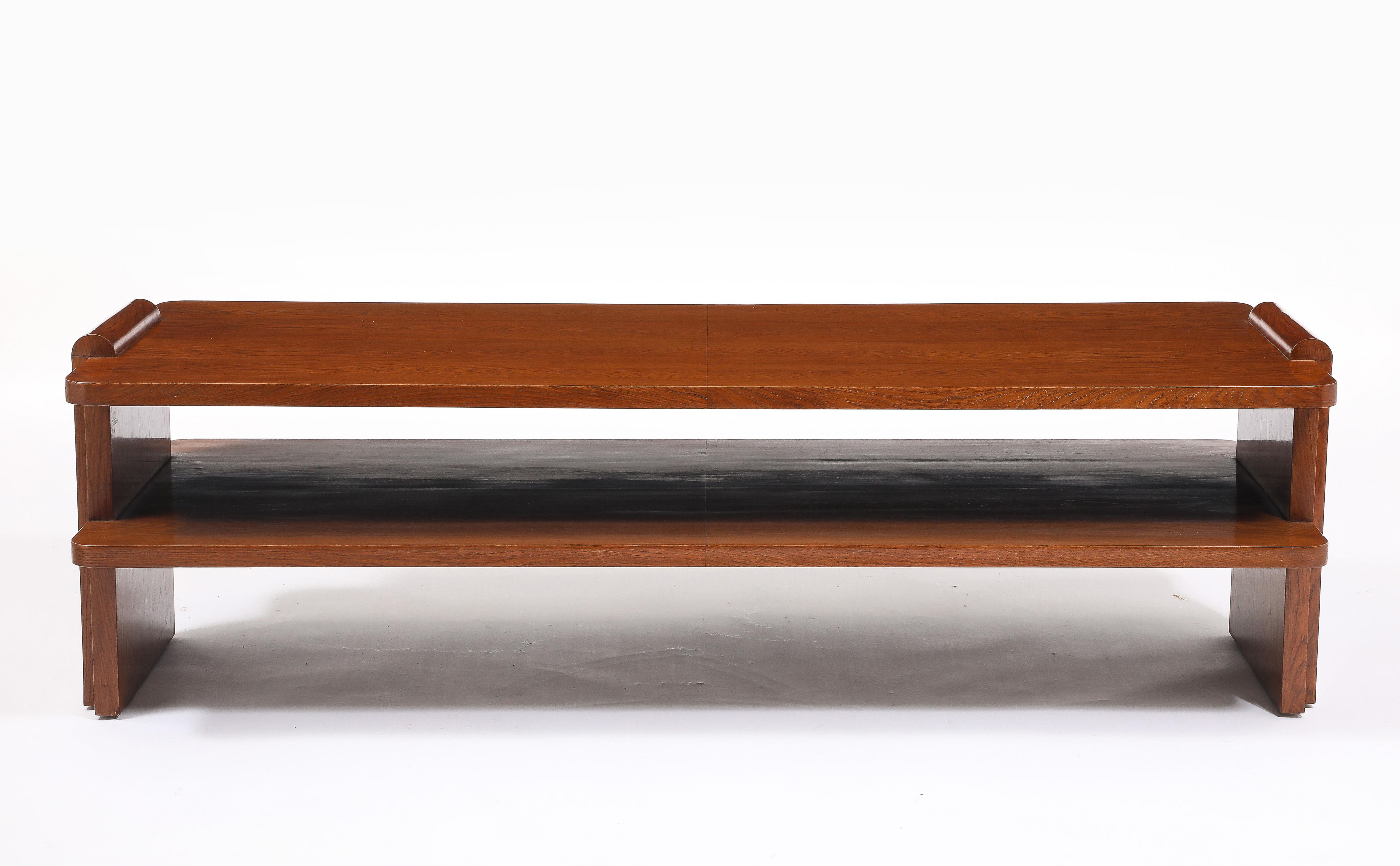 Mid-Century Modern Table basse à deux niveaux en Oak Art Deco, France 1940's en vente
