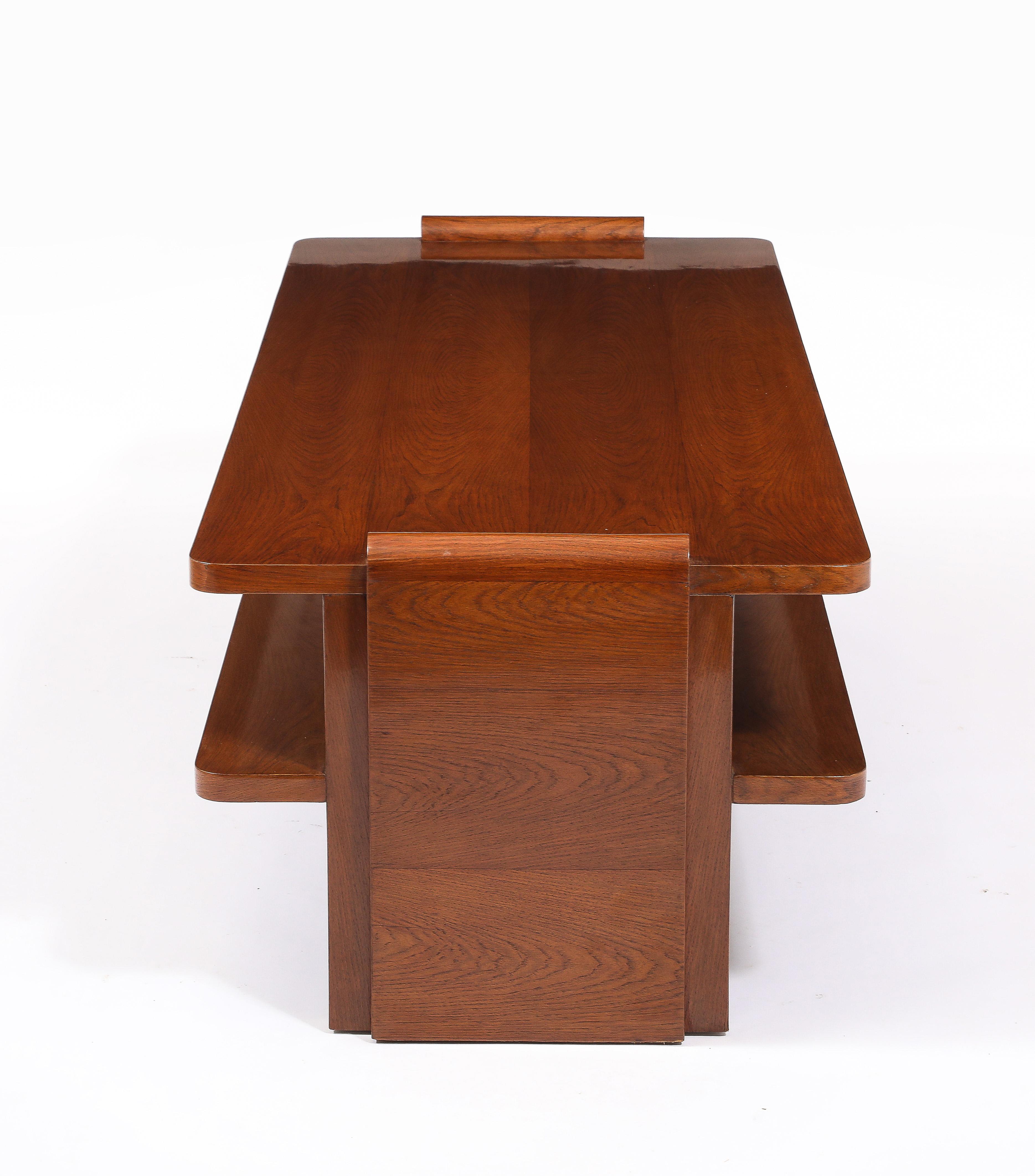 20ième siècle Table basse à deux niveaux en Oak Art Deco, France 1940's en vente