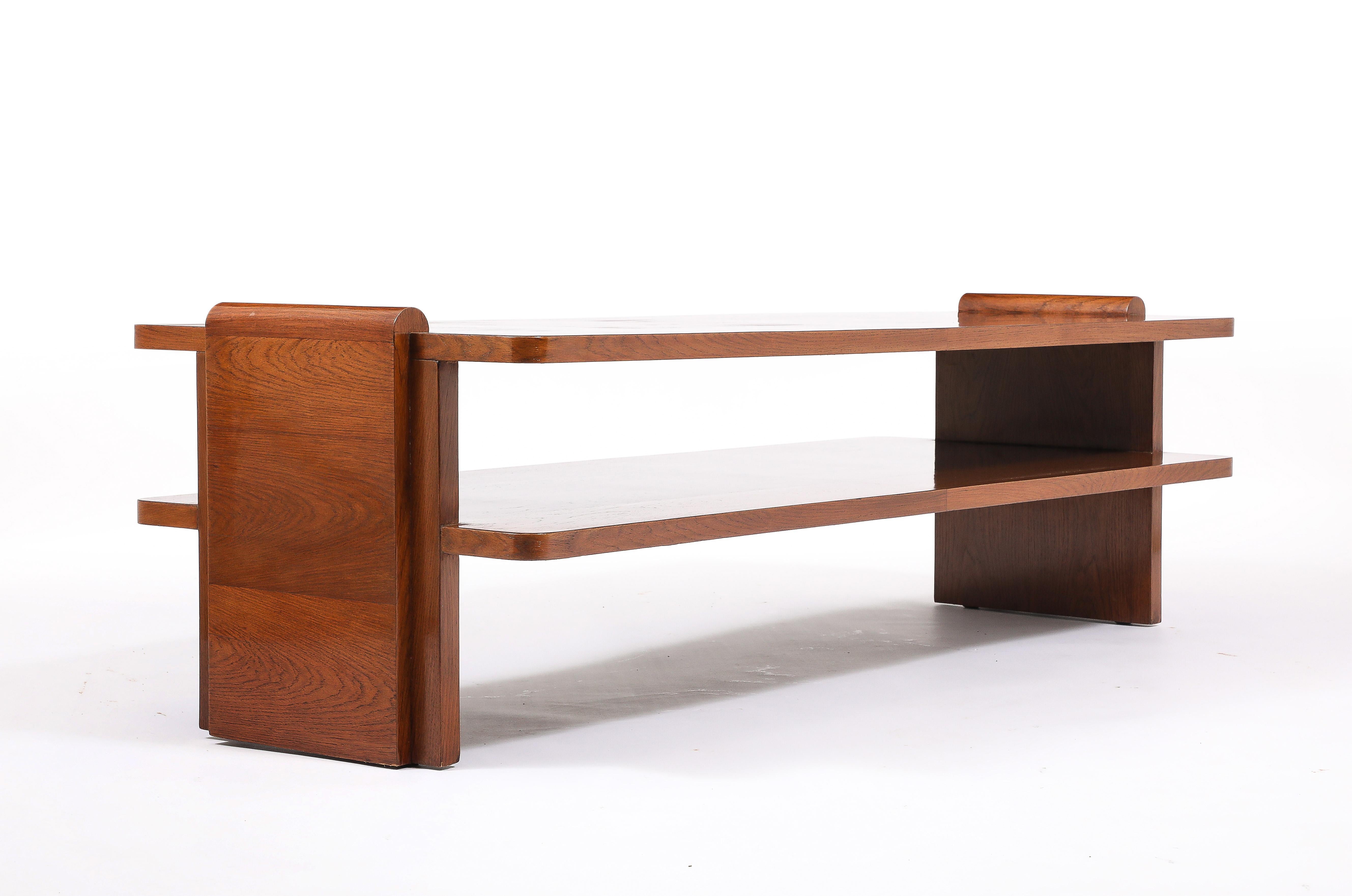 Table basse à deux niveaux en Oak Art Deco, France 1940's en vente 2