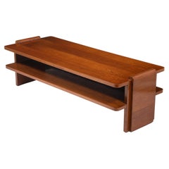 Two Tiered Oak Art Deco Coffee Table, France 1940's