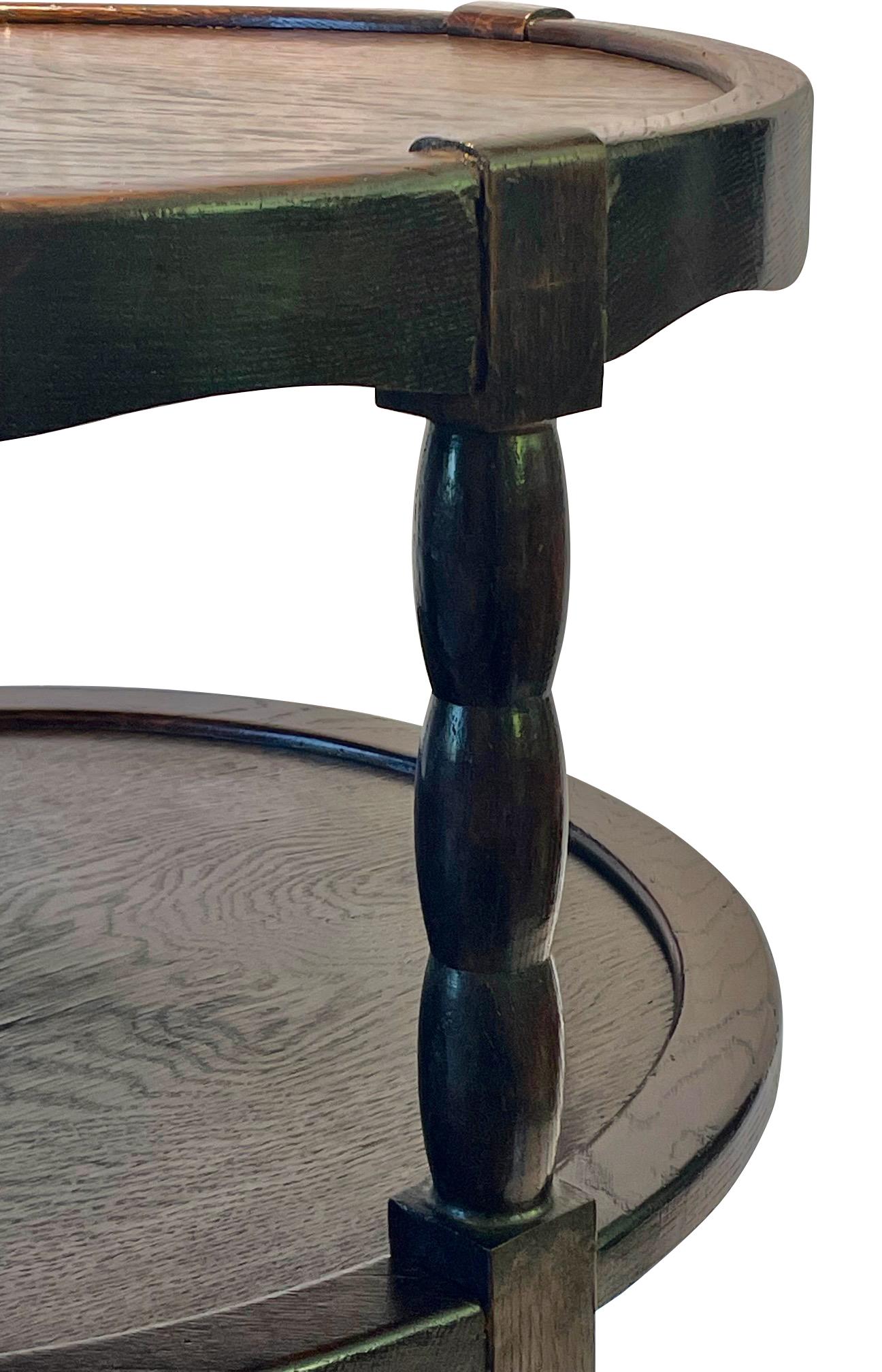 French Two Tiered Round Side Table, France, 1930s