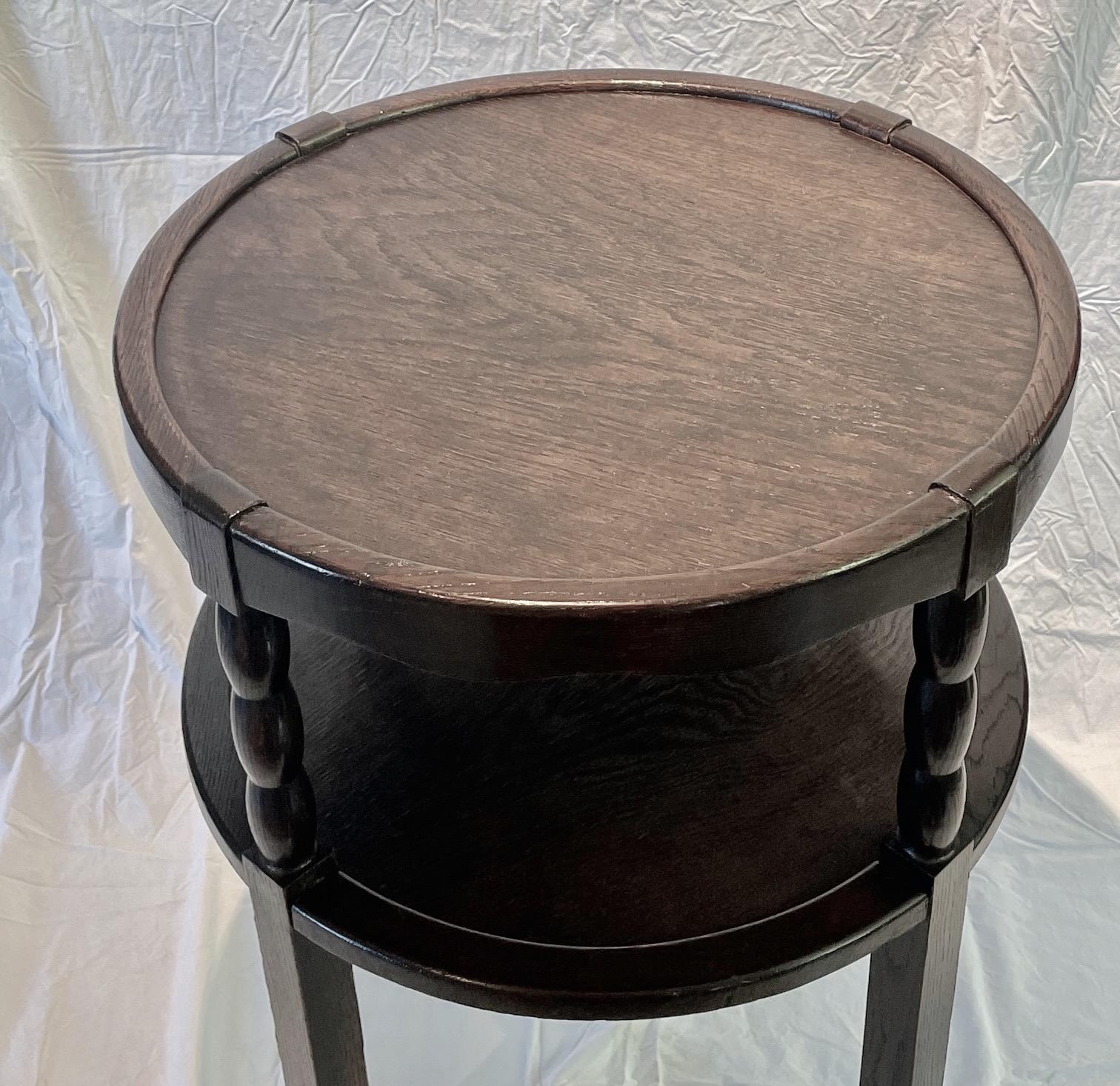 Oak Two Tiered Round Side Table, France, 1930s For Sale