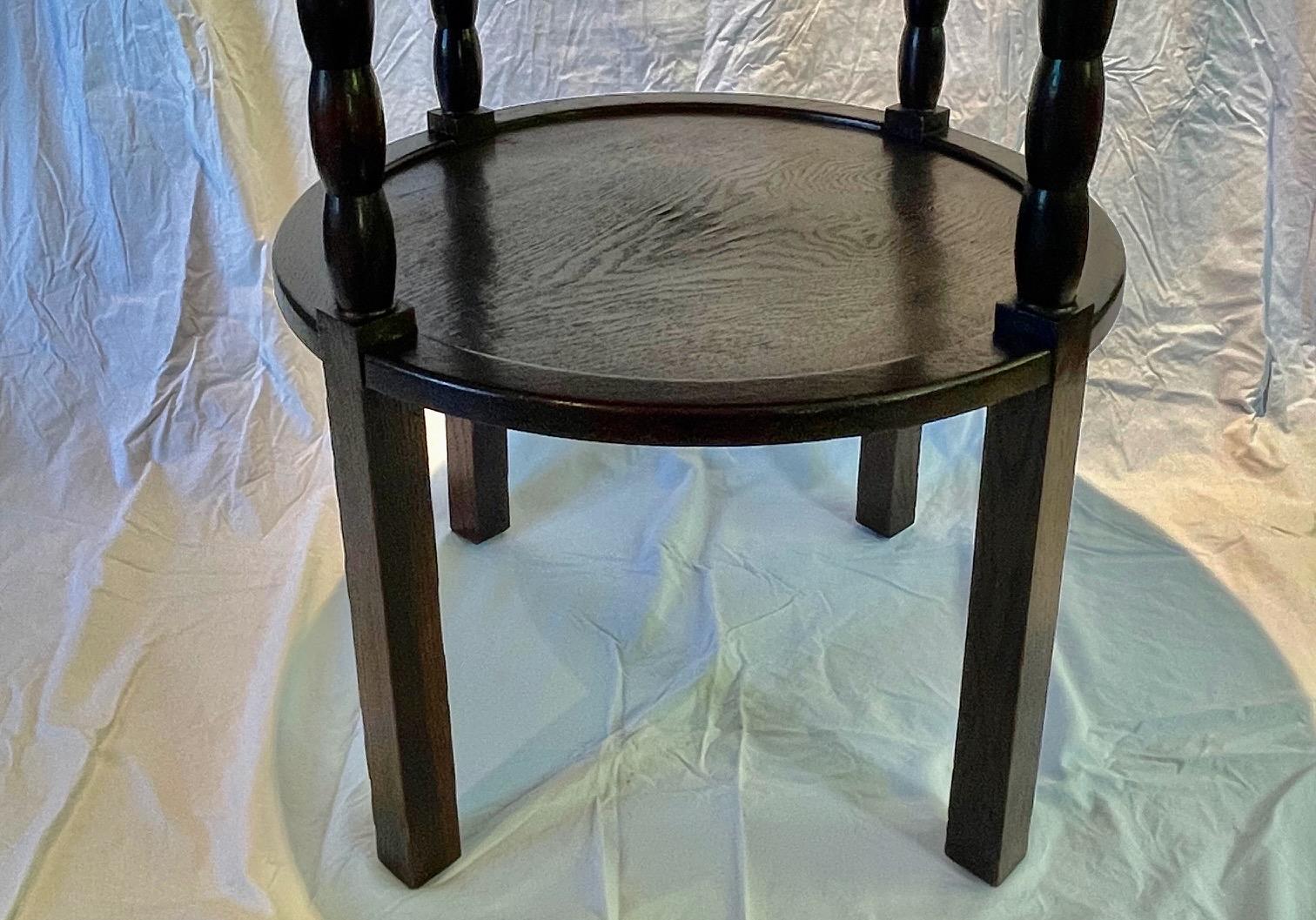 Oak Two Tiered Round Side Table, France, 1930s