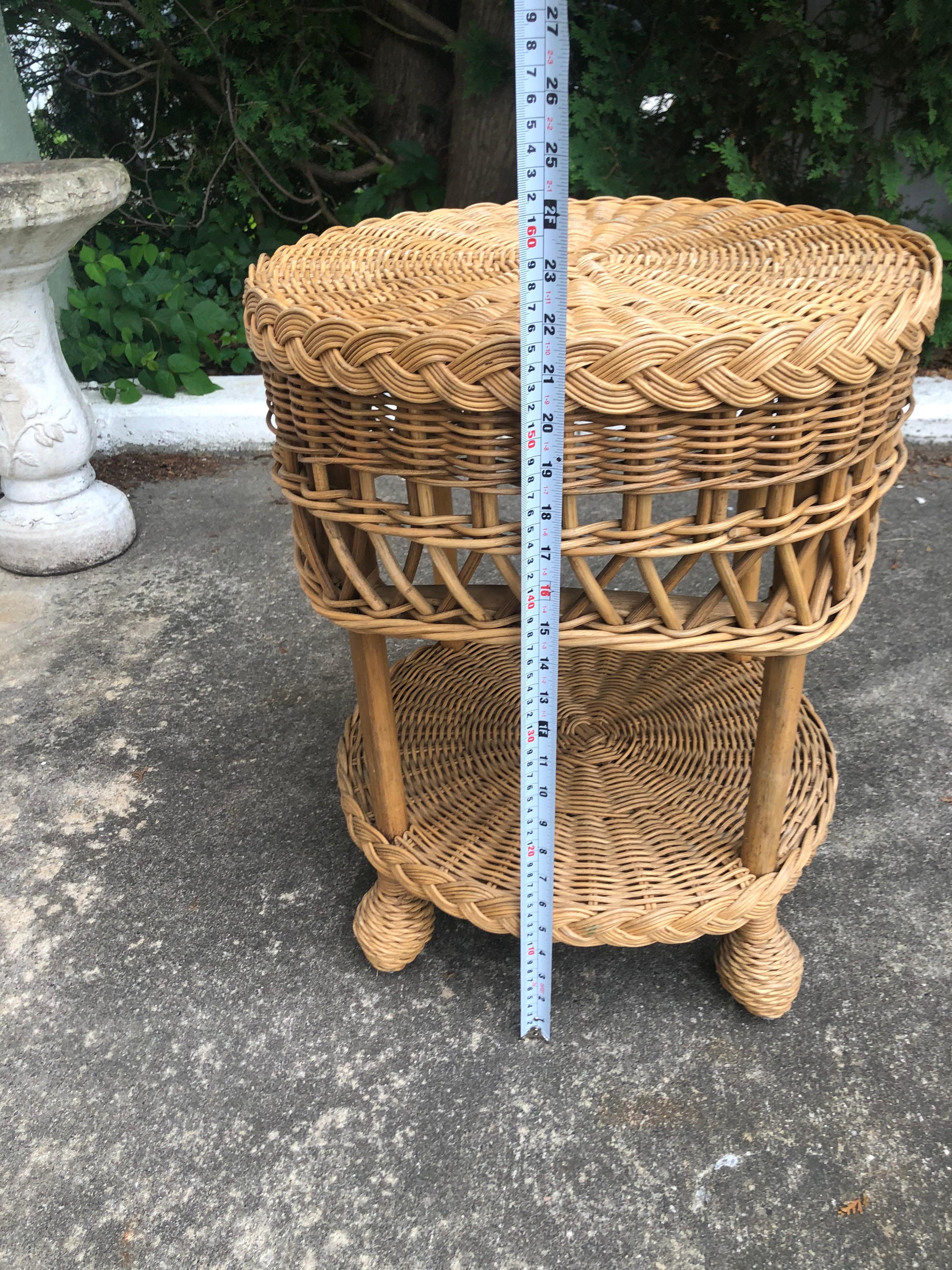 Two Tiered Wicker Side Table  4