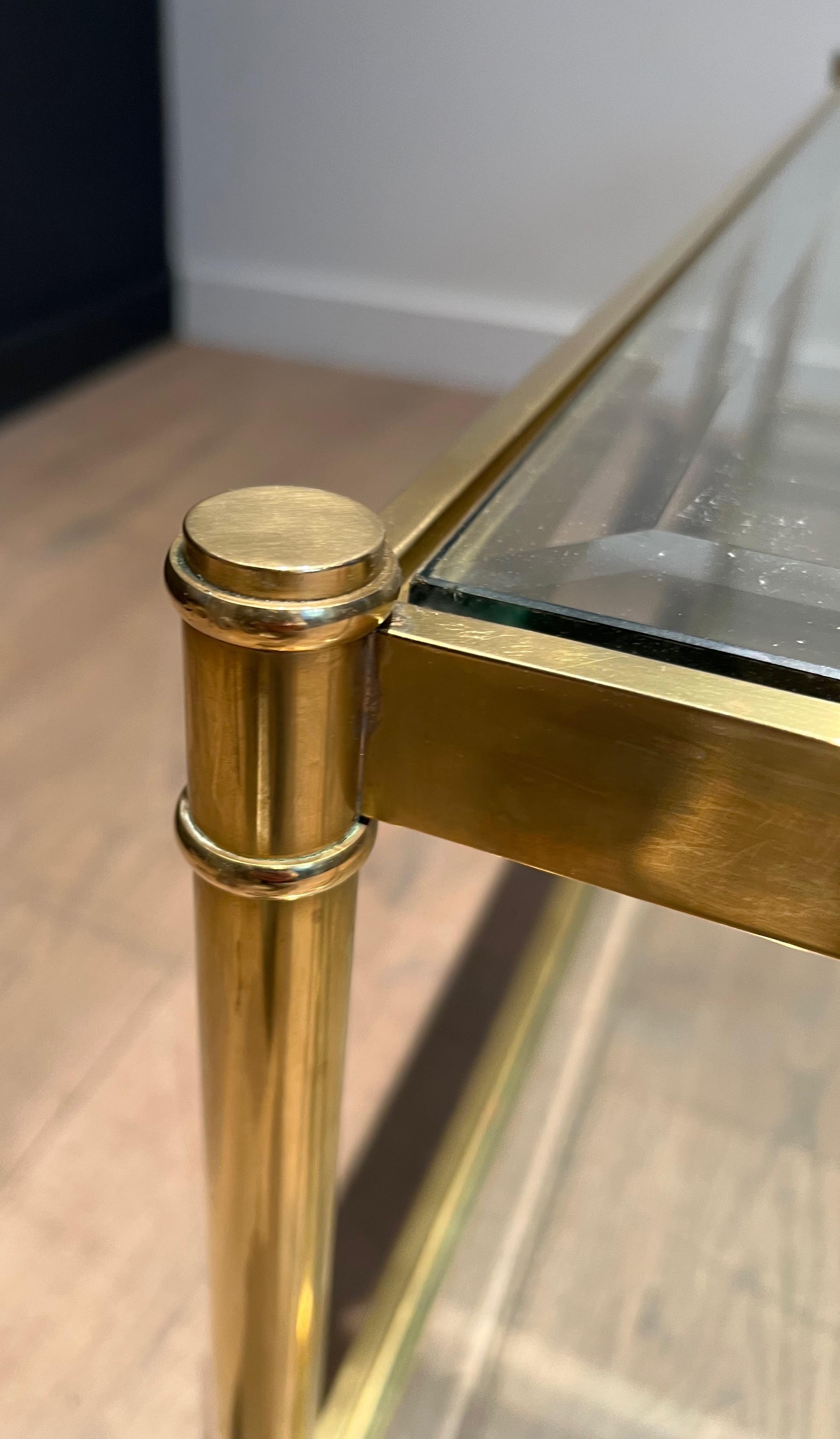 Two tiers brass coffee table. French work by Roche Bobois. Circa 1970 4