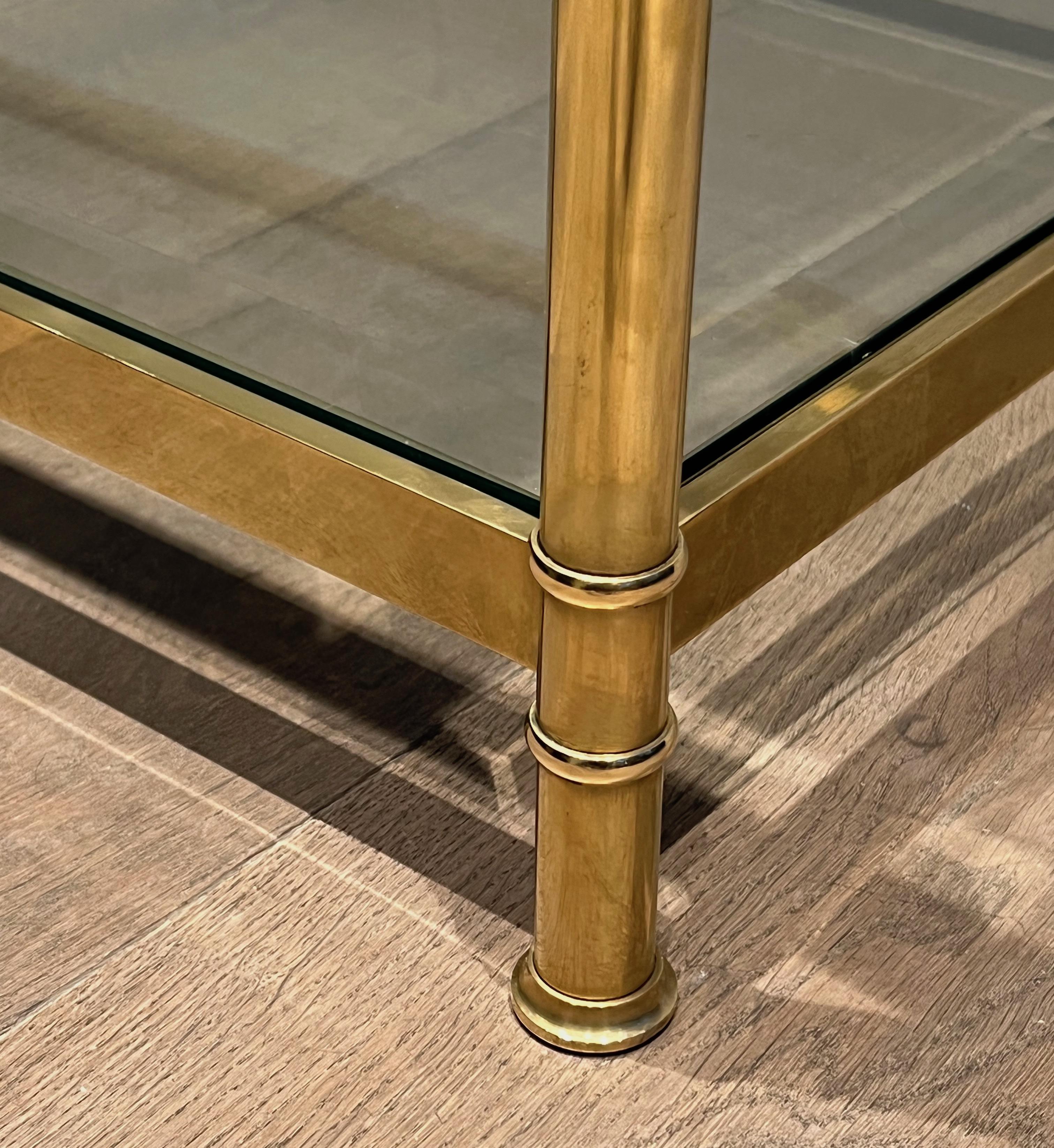 Two tiers brass coffee table. French work by Roche Bobois. Circa 1970 5