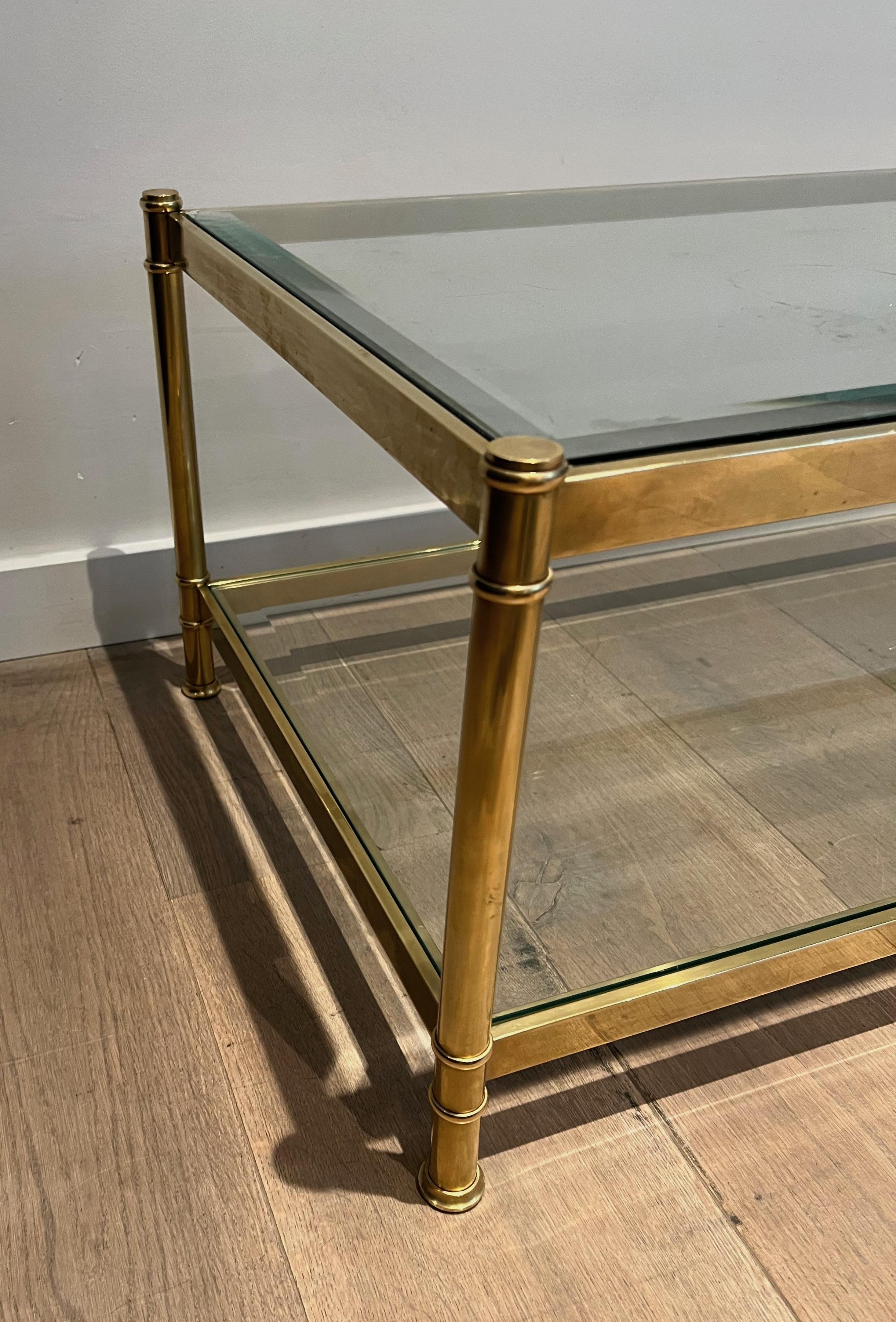 Two tiers brass coffee table. French work by Roche Bobois. Circa 1970 8