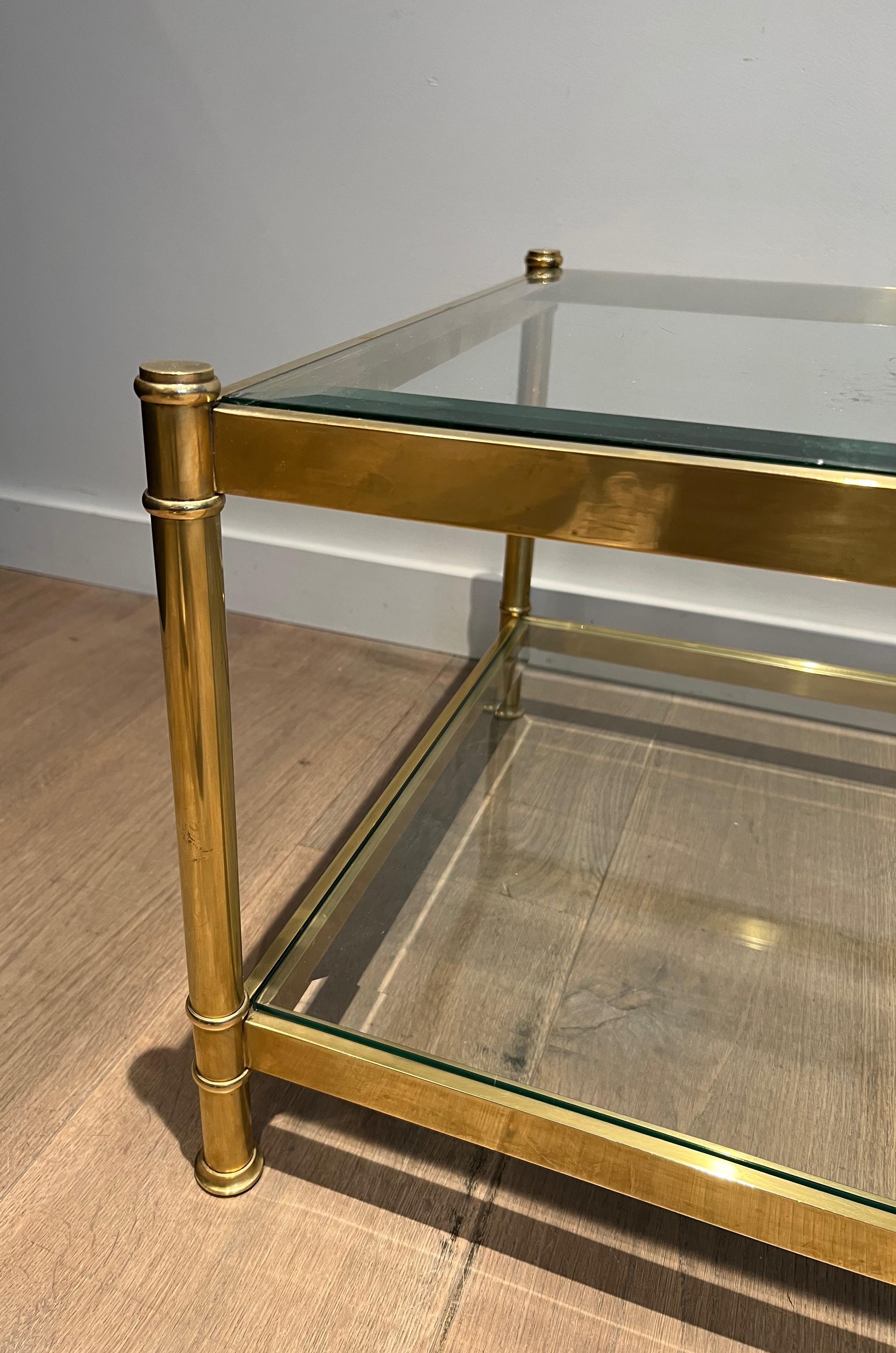 Two tiers brass coffee table. French work by Roche Bobois. Circa 1970 9