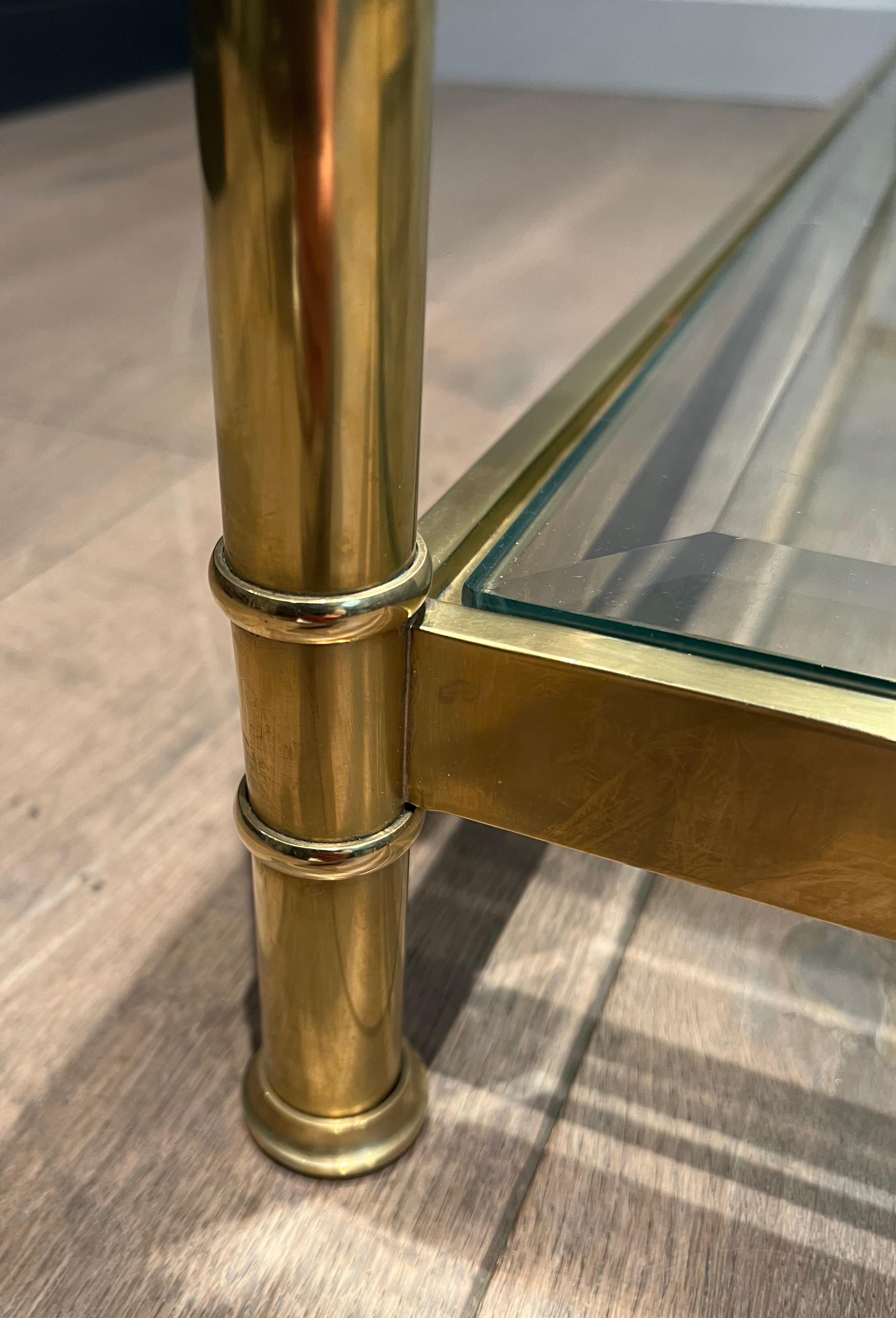 Two tiers brass coffee table. French work by Roche Bobois. Circa 1970 12