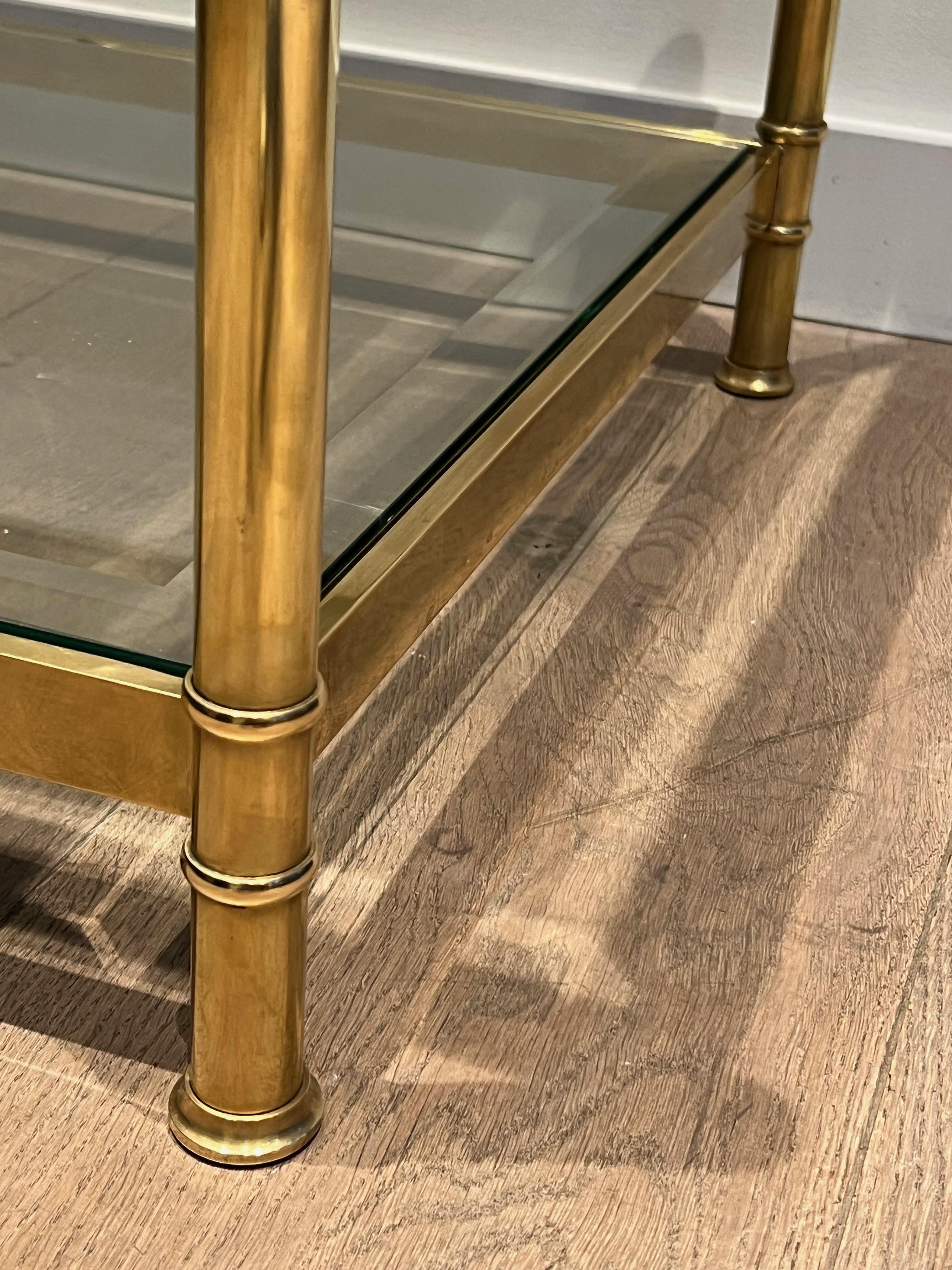 Two tiers brass coffee table. French work by Roche Bobois. Circa 1970 13