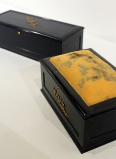 Two Tiffany & Co. Ebony Wood and Gold Mounted Jewelry Boxes