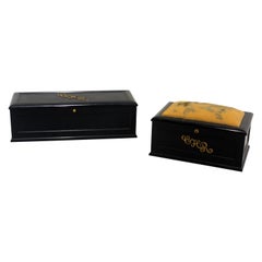 Two Tiffany & Co. Ebony Wood and Gold Mounted Jewelry Boxes