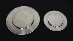 Two Timo Sarpaneva Scandinavian Modern Large Stainless Steel Chargers Platters
