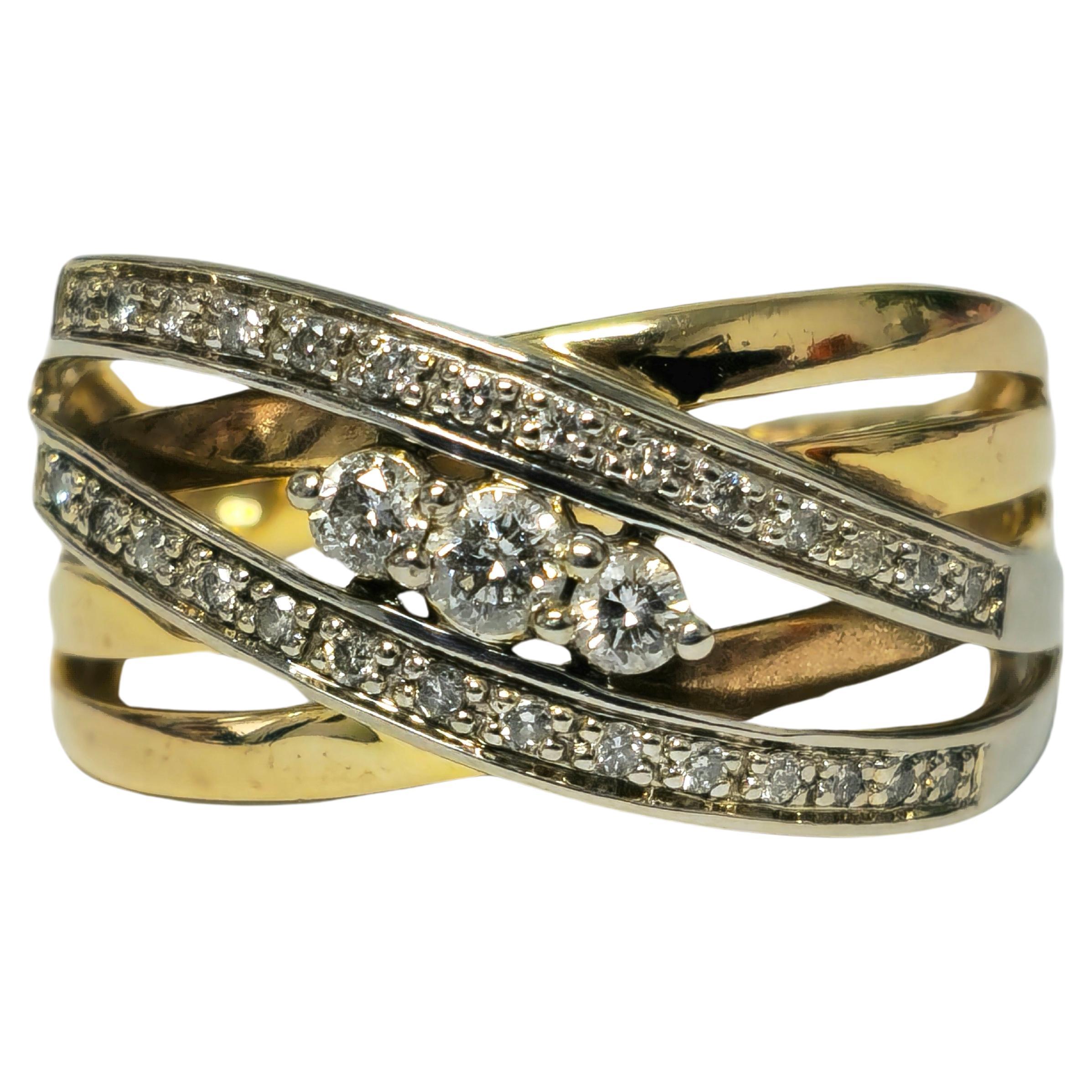 Zweifarbiger 0,40 Karat Diamant-Hochzeitsring für Damen  im Angebot