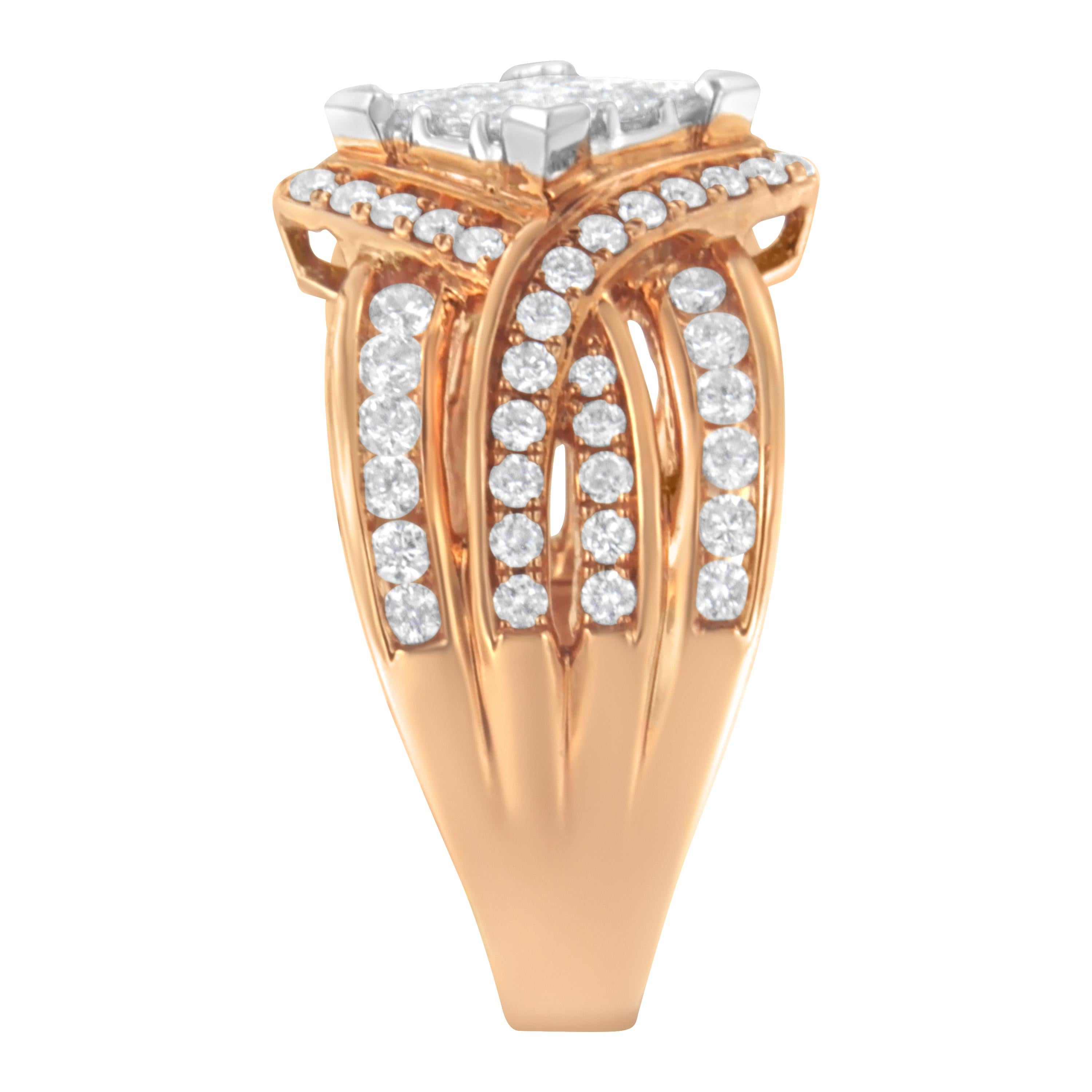 Women's Two-Tone 10K Gold 1 1/2 Carat Diamond Bypass Cocktail Ring For Sale