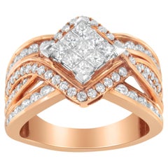 Two-Tone 10K Gold 1 1/2 Carat Diamond Bypass Cocktail Ring