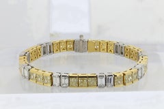 Two-Tone 13.00 Carat Fancy Intense Yellow Radiant Cut Diamond Bracelet