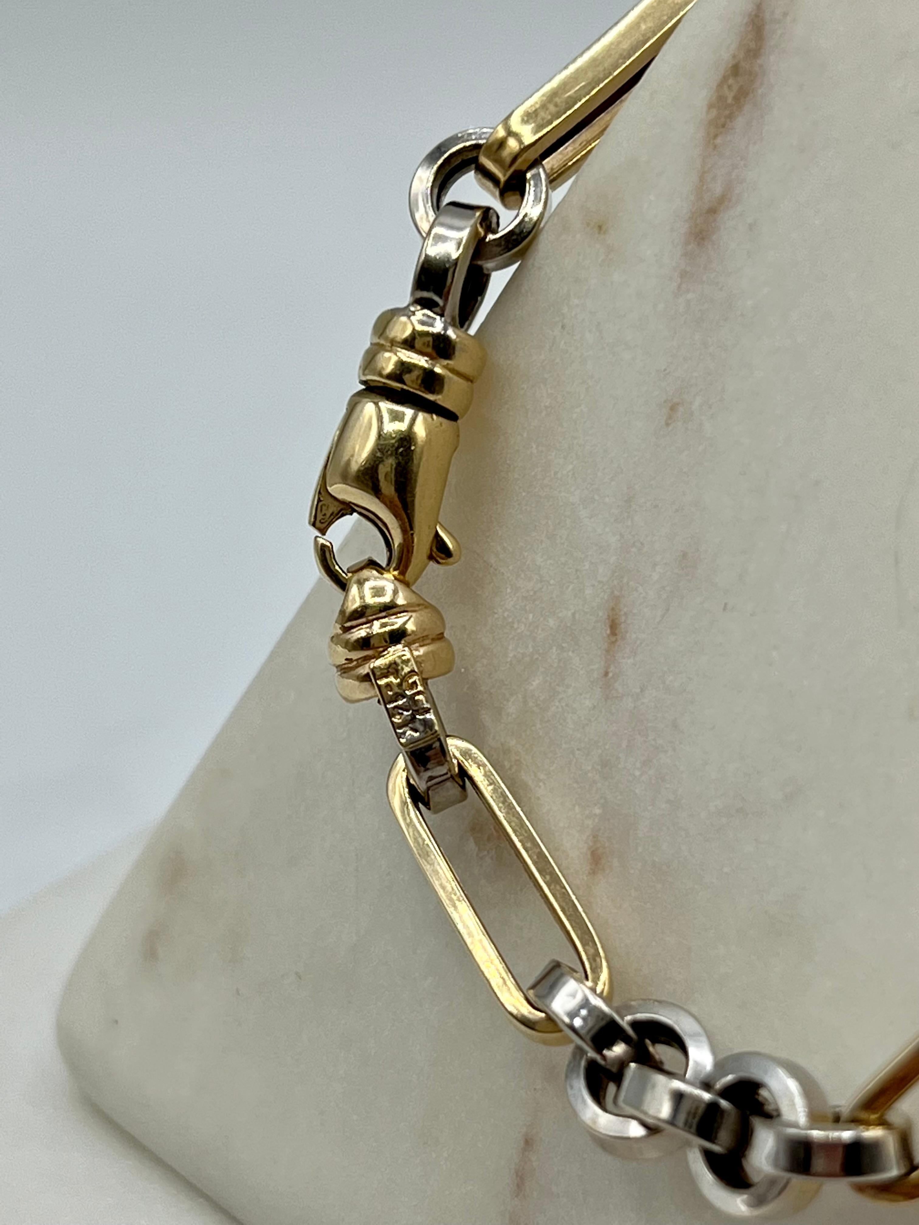 Bracelet à maillons épais en or 14 carats bicolore Excellent état - En vente à Berkeley, CA