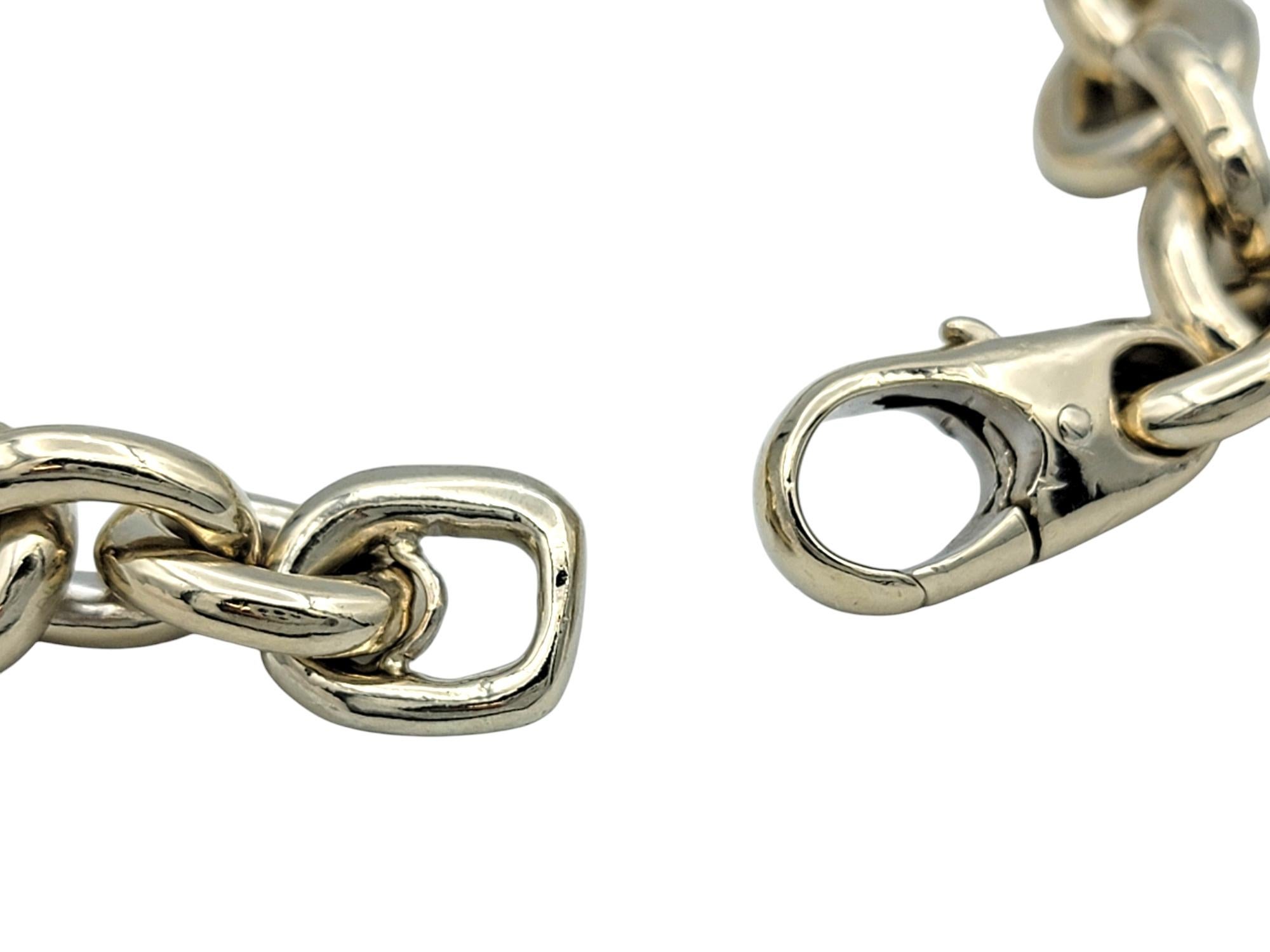 Two-Tone 14 Karat Gold Alternating Circle and Square Chunky Chain Link Bracelet For Sale 1