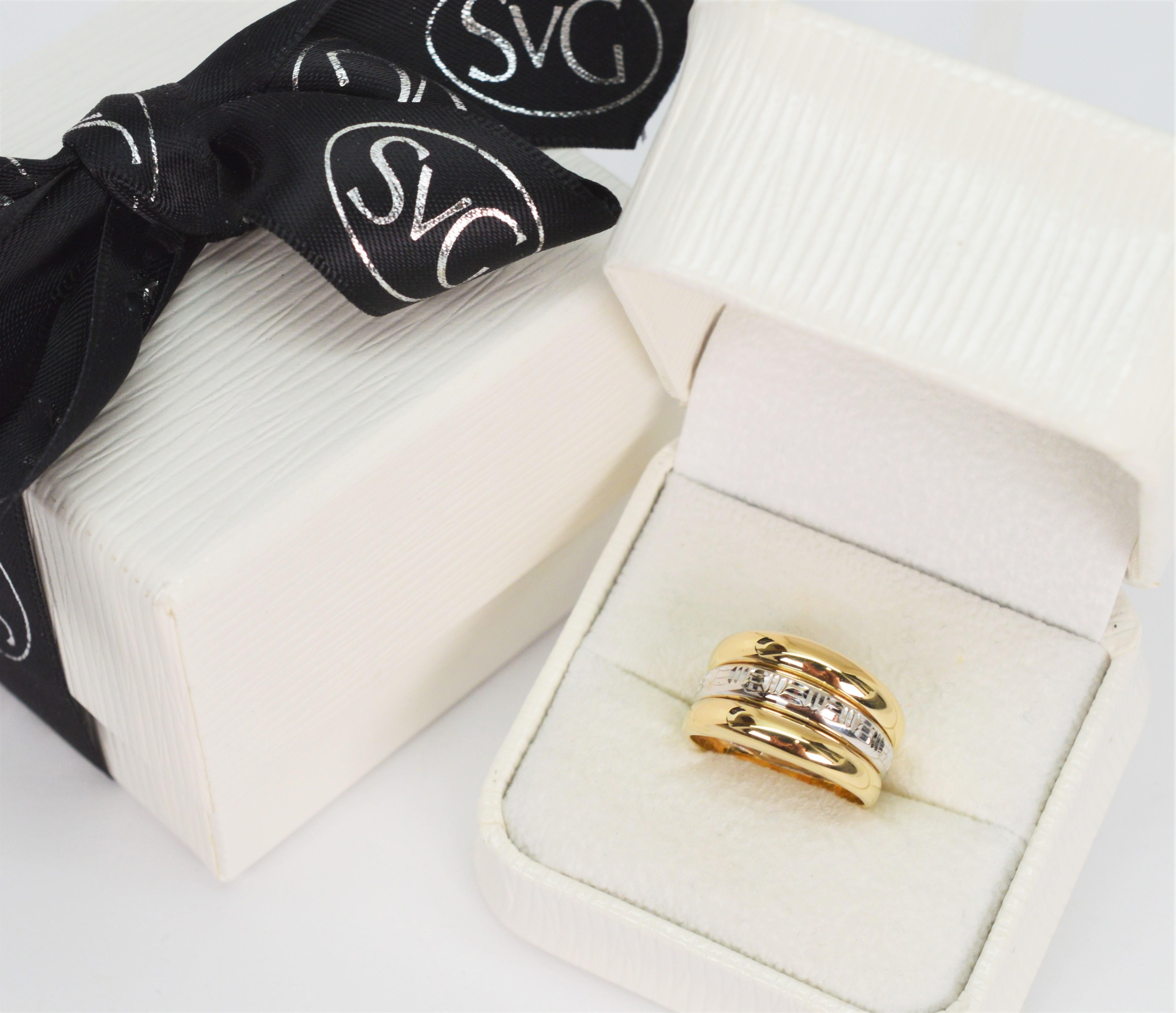 Bandring aus 14 Karat Gold mit griechischem Schlüssel-Detail, zweifarbig 4