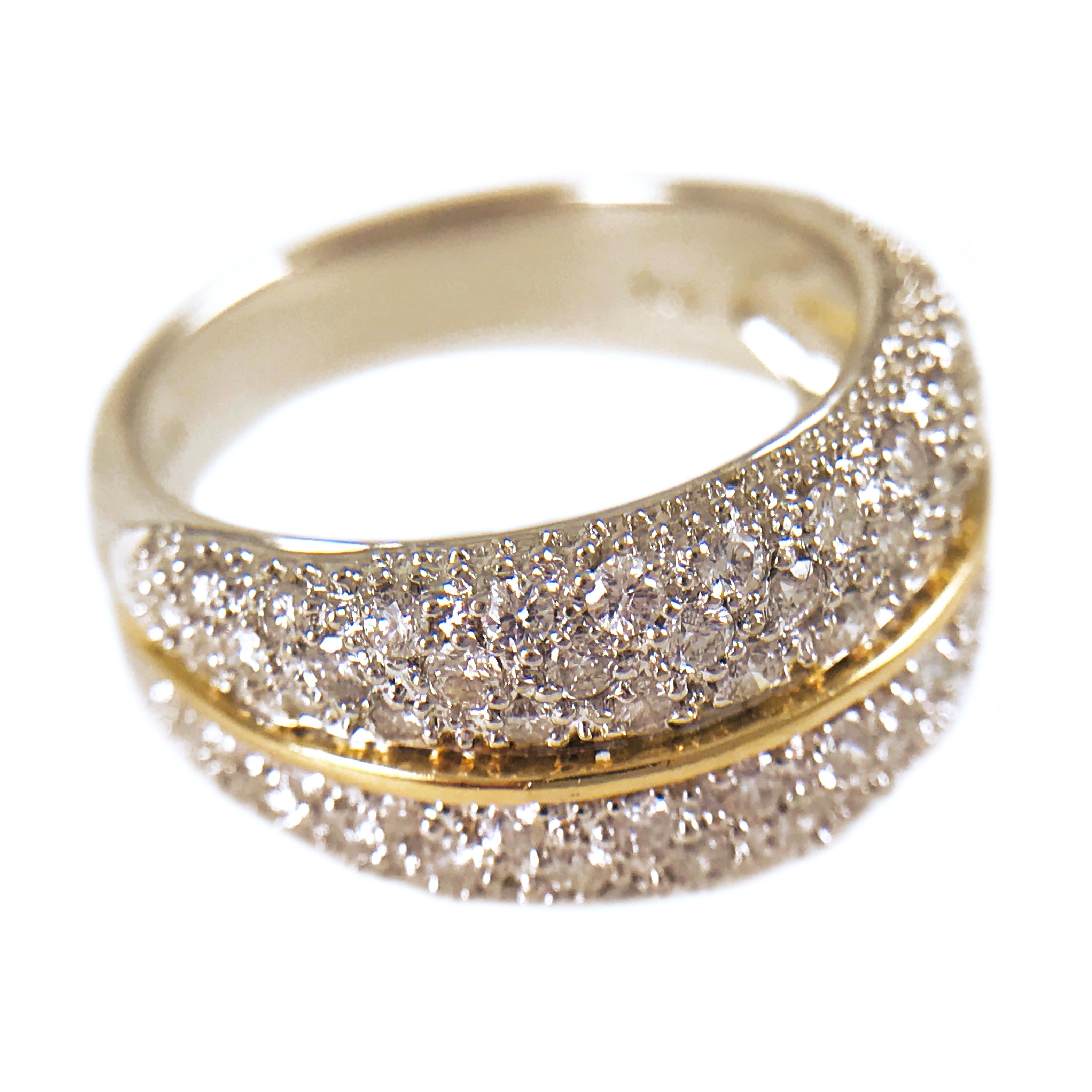 Retro Two-Tone 14 Karat Gold Diamond Pavé Ring