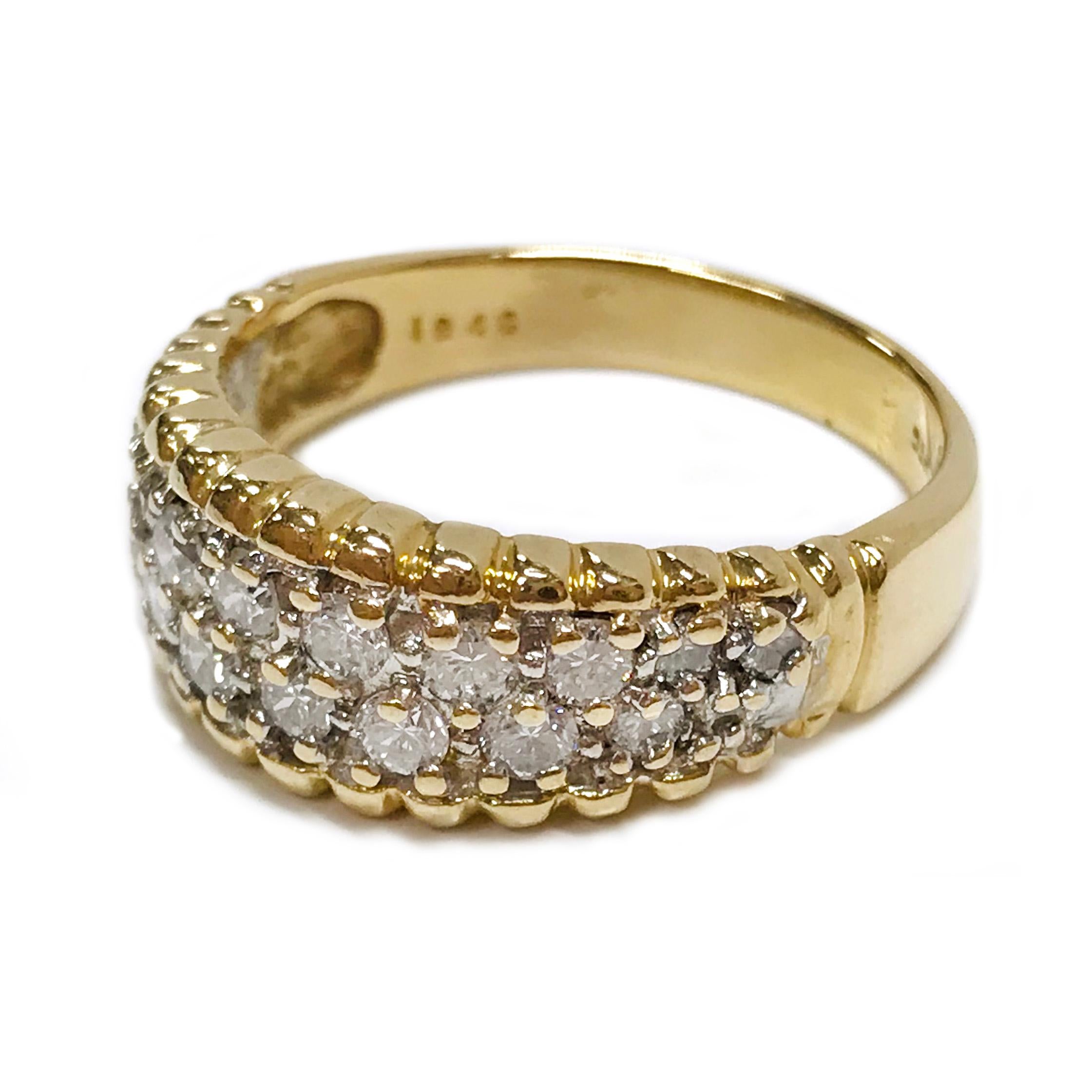 Retro Two-Tone Gold Diamond Pavé Ring For Sale