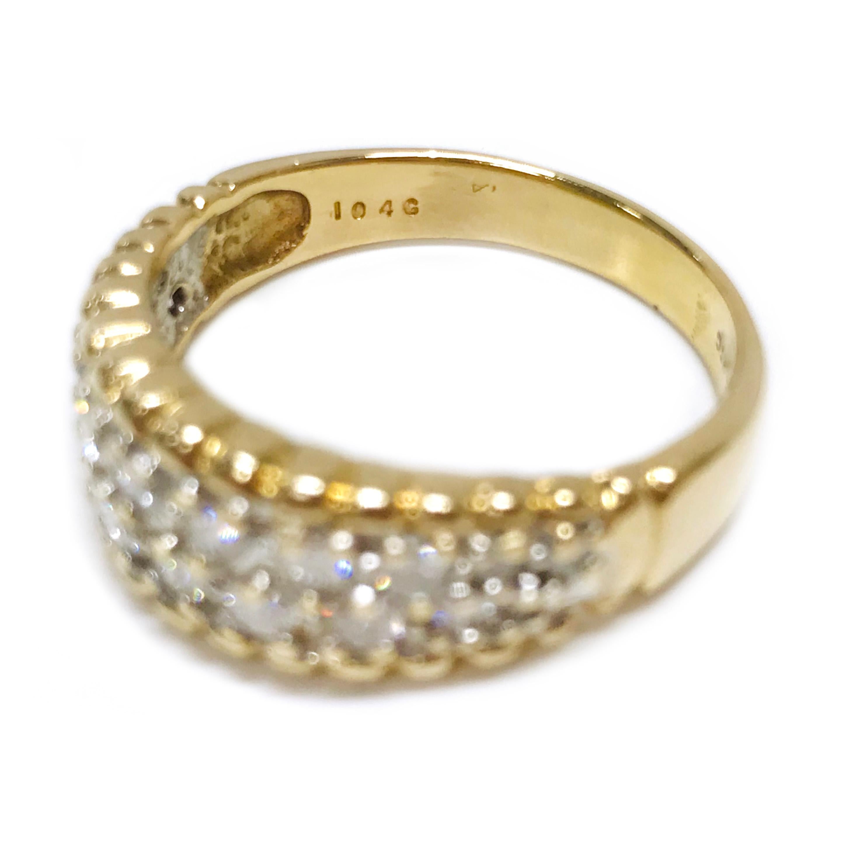 Round Cut Two-Tone Gold Diamond Pavé Ring For Sale