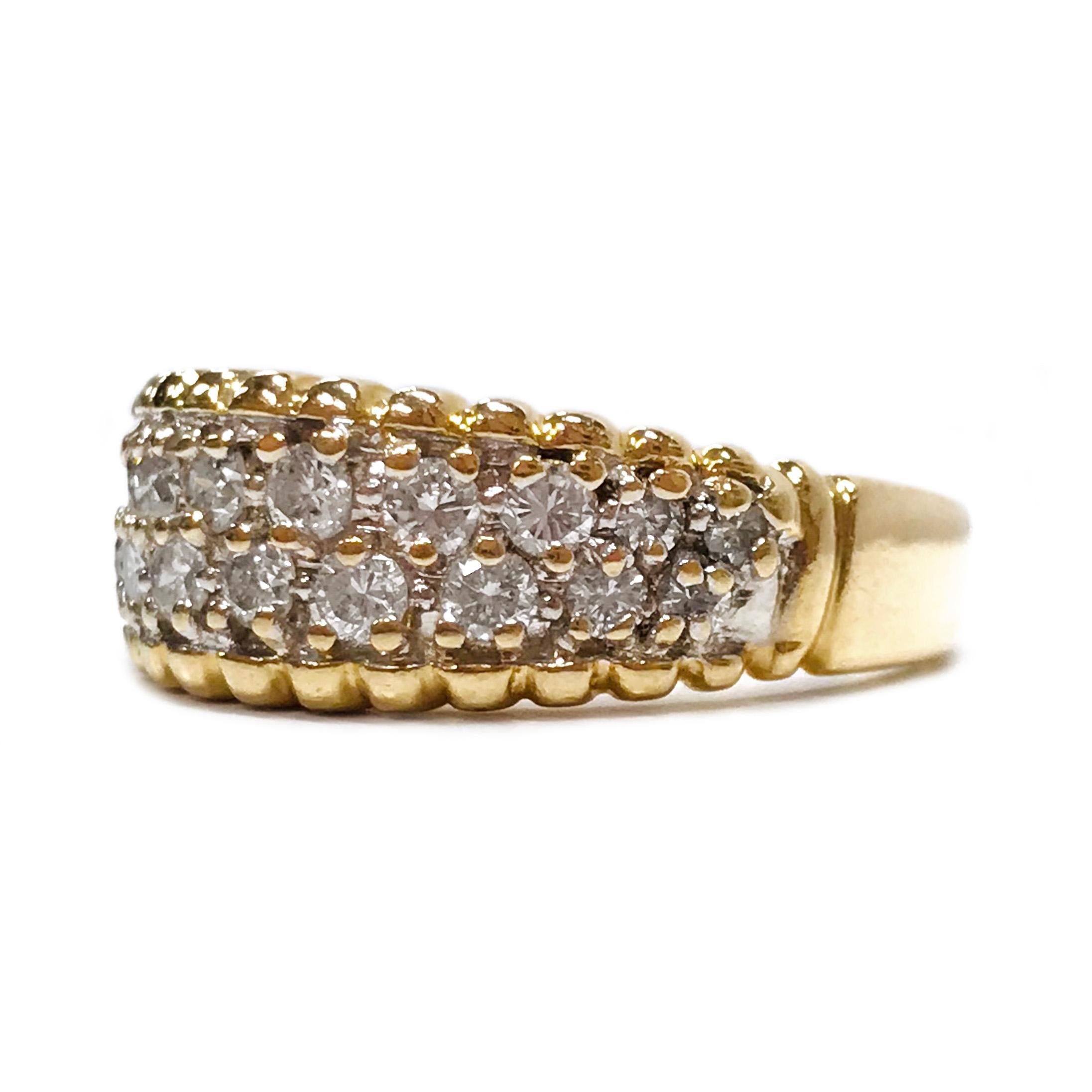 Two-Tone Gold Diamond Pavé Ring In Good Condition For Sale In Palm Desert, CA