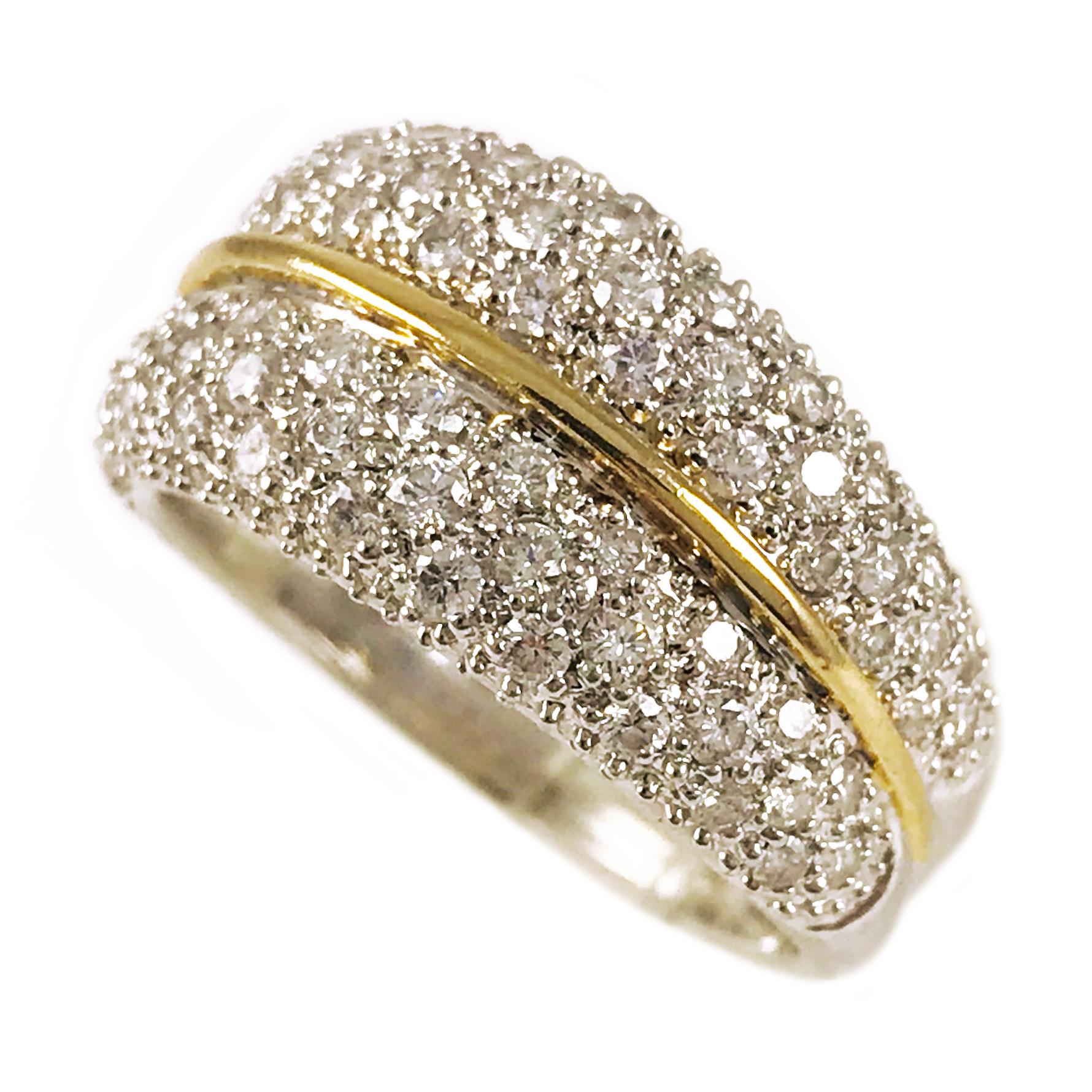 Two-Tone 14 Karat Gold Diamond Pavé Ring