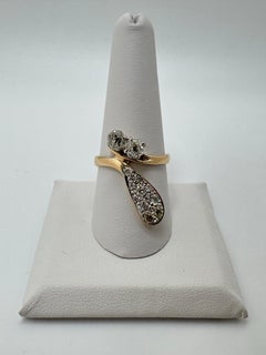 Two-Tone 14K Gold Art Deco Bypassing Diamond Ring, 0.9ctw, Size 9