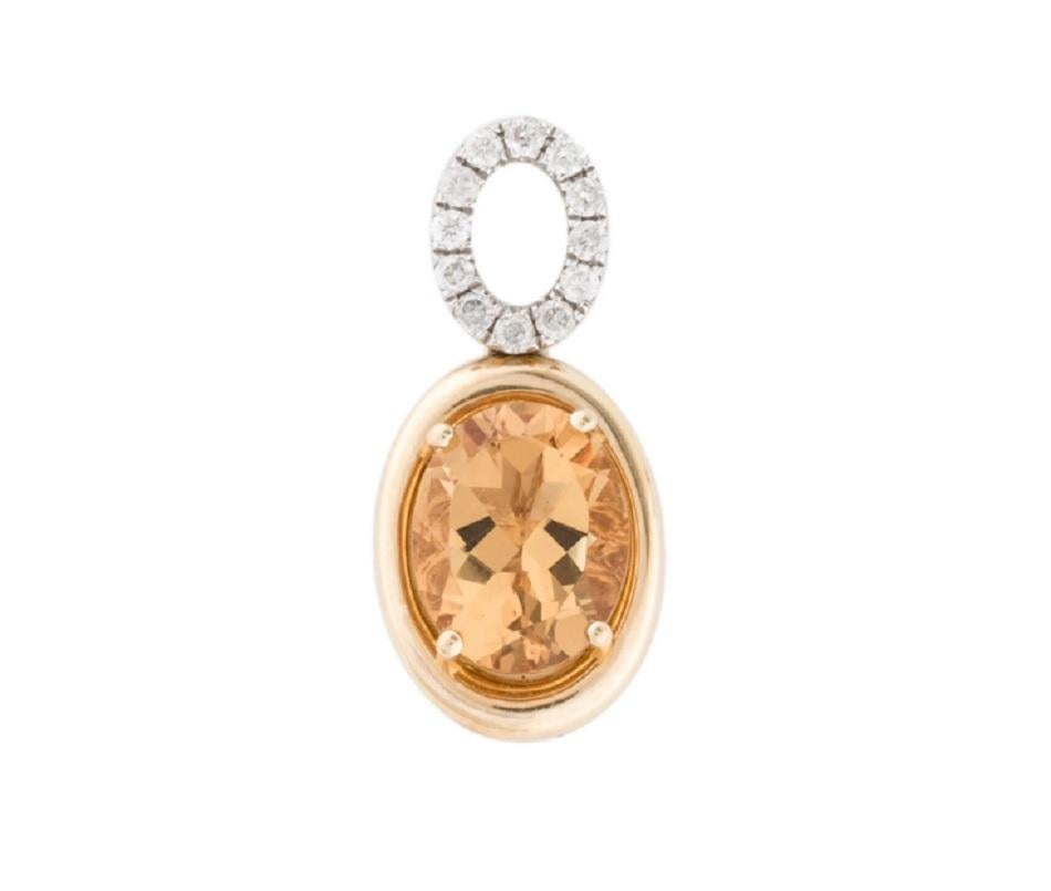 Round Cut Two-Tone 14k Diamond and Heliodor Pendant For Sale