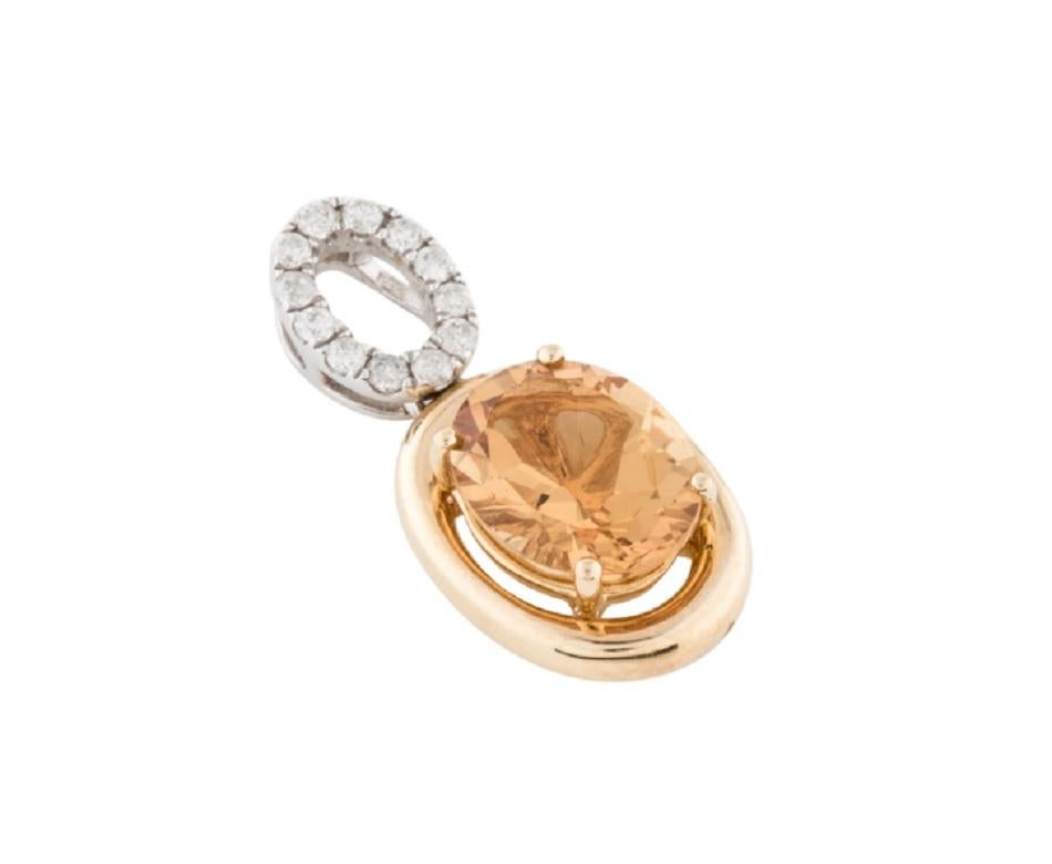 Two-Tone 14k Diamond and Heliodor Pendant In New Condition For Sale In New York, NY