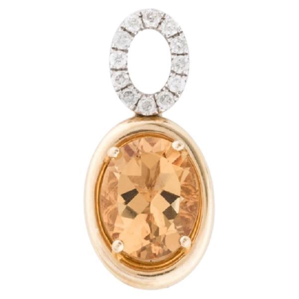 Two-Tone 14k Diamond and Heliodor Pendant For Sale