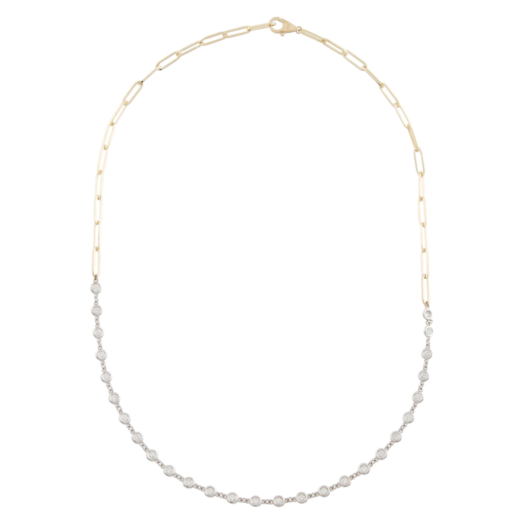 Collar gargantilla con estación de diamantes en dos tonos de 14 quilates en venta