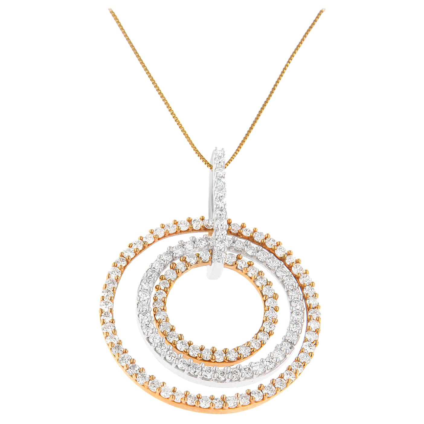 14K TwoToned Gold 1ct, TDW Diamond Chevron "V" Necklace 'HI, SI1SI2