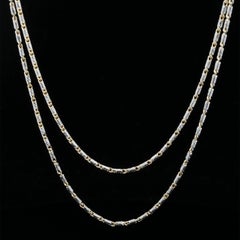 Two Tone 14k Gold 1.42mm Diamond Cut Bright Fancy Link 22" Chain Necklace