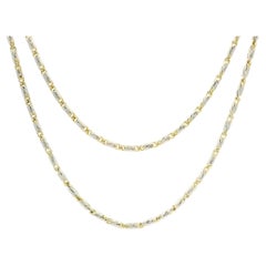 Two Tone 14k Gold 1.42mm Diamond Cut Bright Fancy Link 22" Chain Necklace