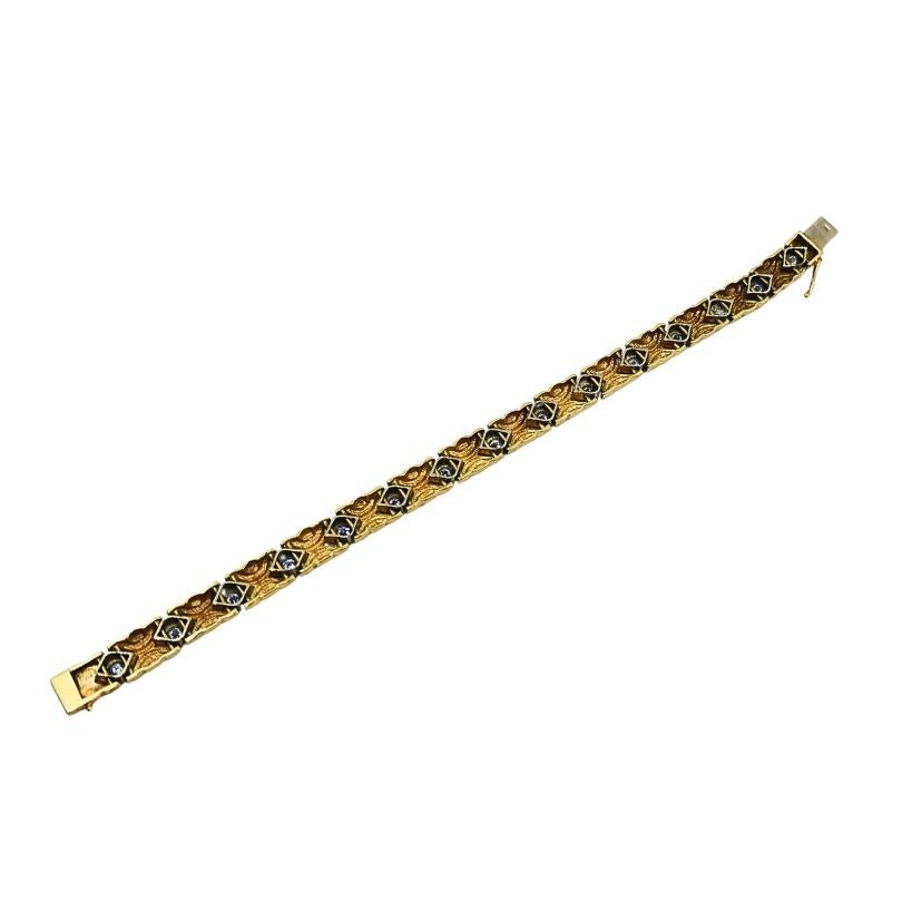 Bracelet à maillons en or 14k à deux tons et diamants Bijoux Vintage Pour femmes en vente