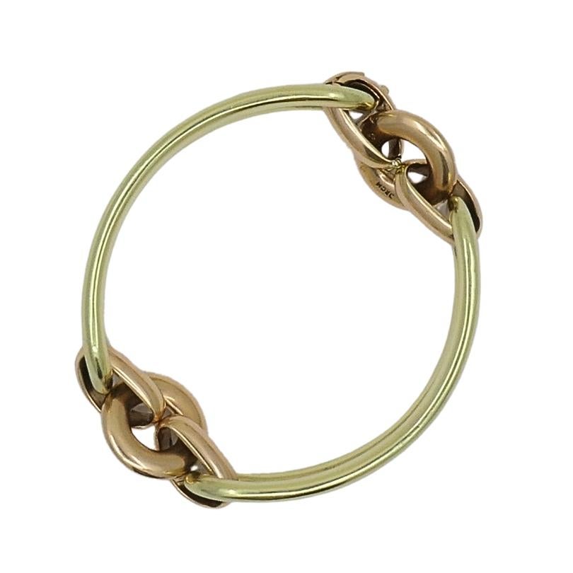 Bracelet à larges maillons en or 14k bicolore en vente 2