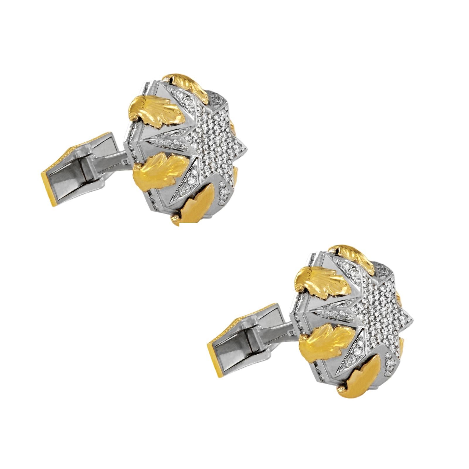 -Einzigartiges Design, Sonderanfertigung
-14k Gelb  & Weißgold
-Gewicht: 26gr
-Abmessungen des Ornaments: 20x20mm
-Diamant: 1,00ct.
-VS-Klarheit, E-F-Farbe

Ursprünglicher Verkaufspreis: $5900