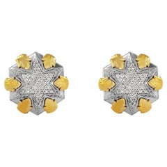 Boutons de manchette pour hommes en or 14k bicolore avec diamants