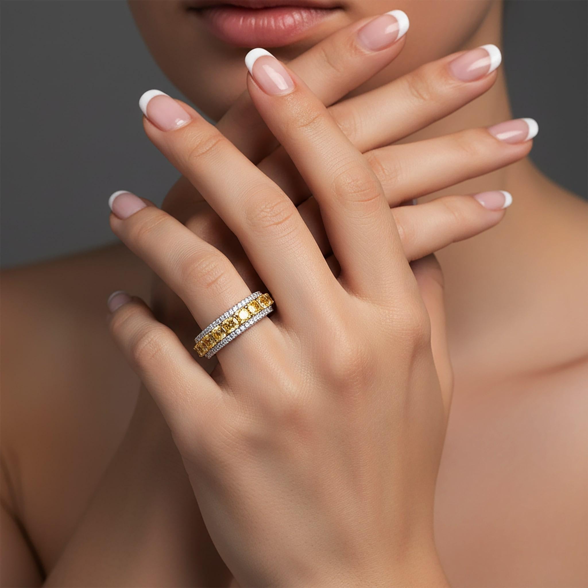 in vendita:  Anello di eternità con diamante in oro giallo bicolore 14 carati (o 18 carati su richiesta) 2