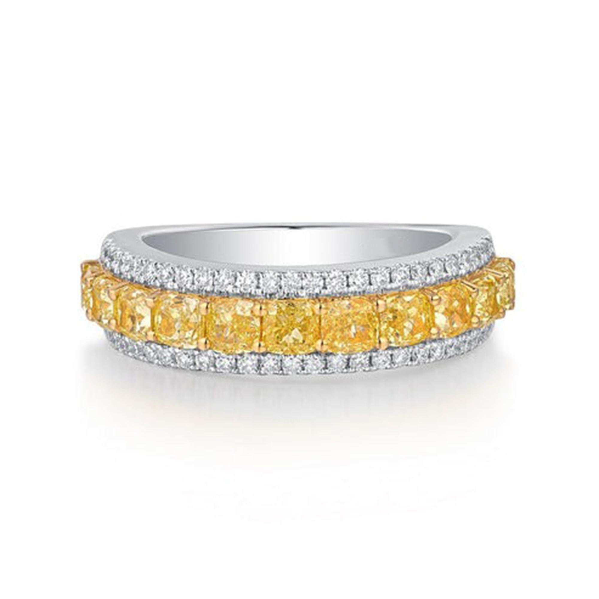 in vendita:  Anello di eternità con diamante in oro giallo bicolore 14 carati (o 18 carati su richiesta) 5