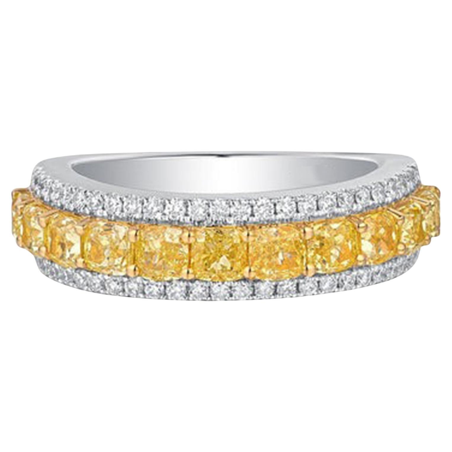 Anello di eternità con diamante in oro giallo bicolore 14 carati (o 18 carati su richiesta)